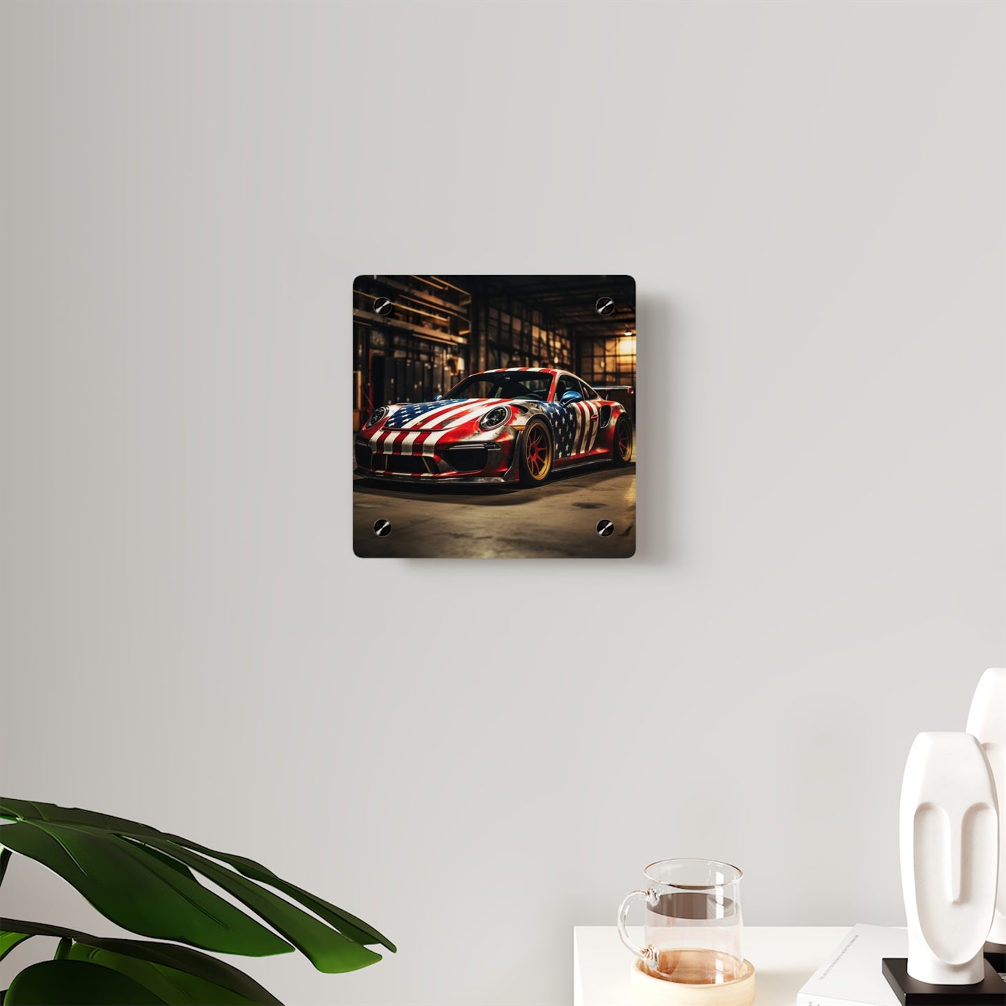 Acrylic Wall Art Panels American Flag Porsche 4