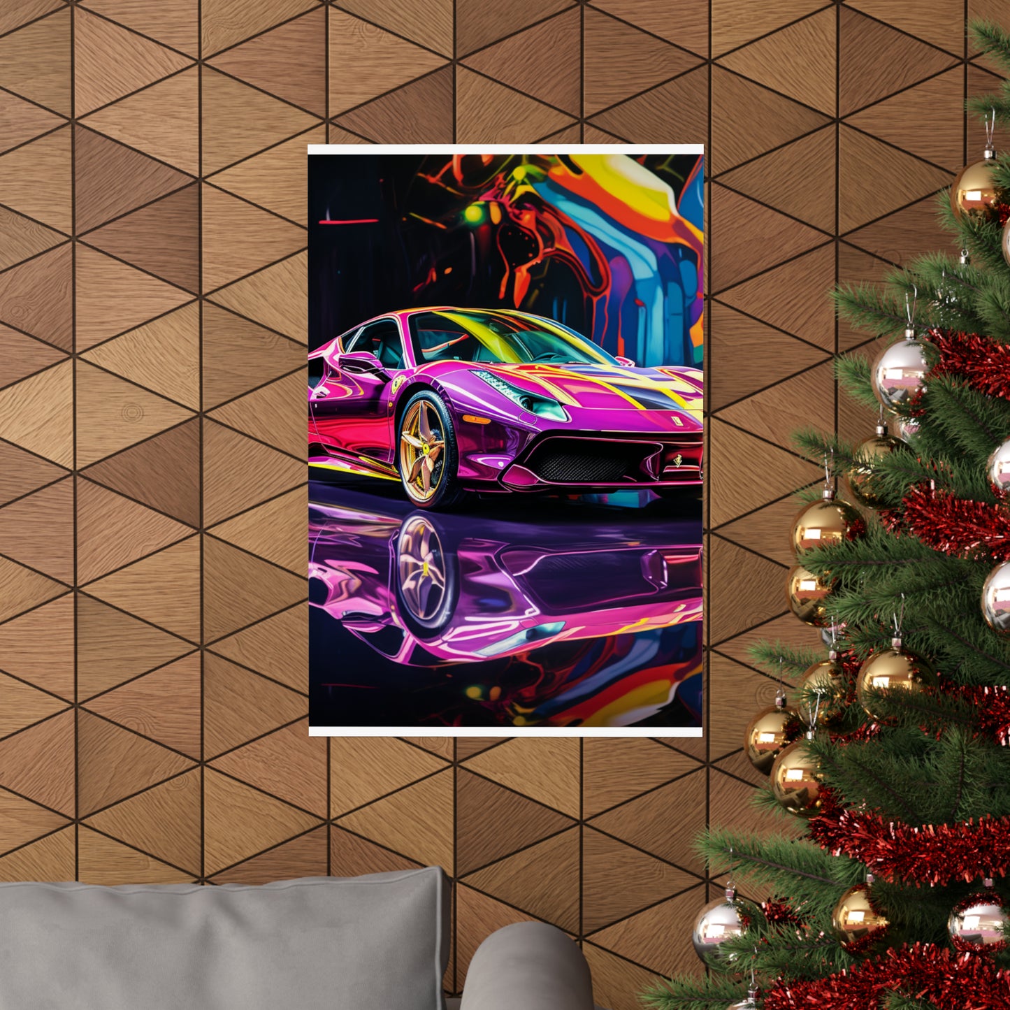 Premium Matte Vertical Posters Pink Macro Ferrari 2