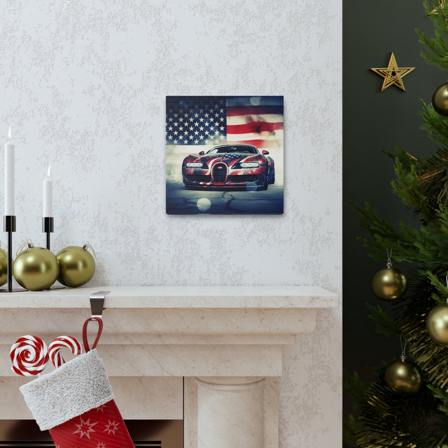 Canvas Gallery Wraps Abstract American Flag Background Bugatti 1