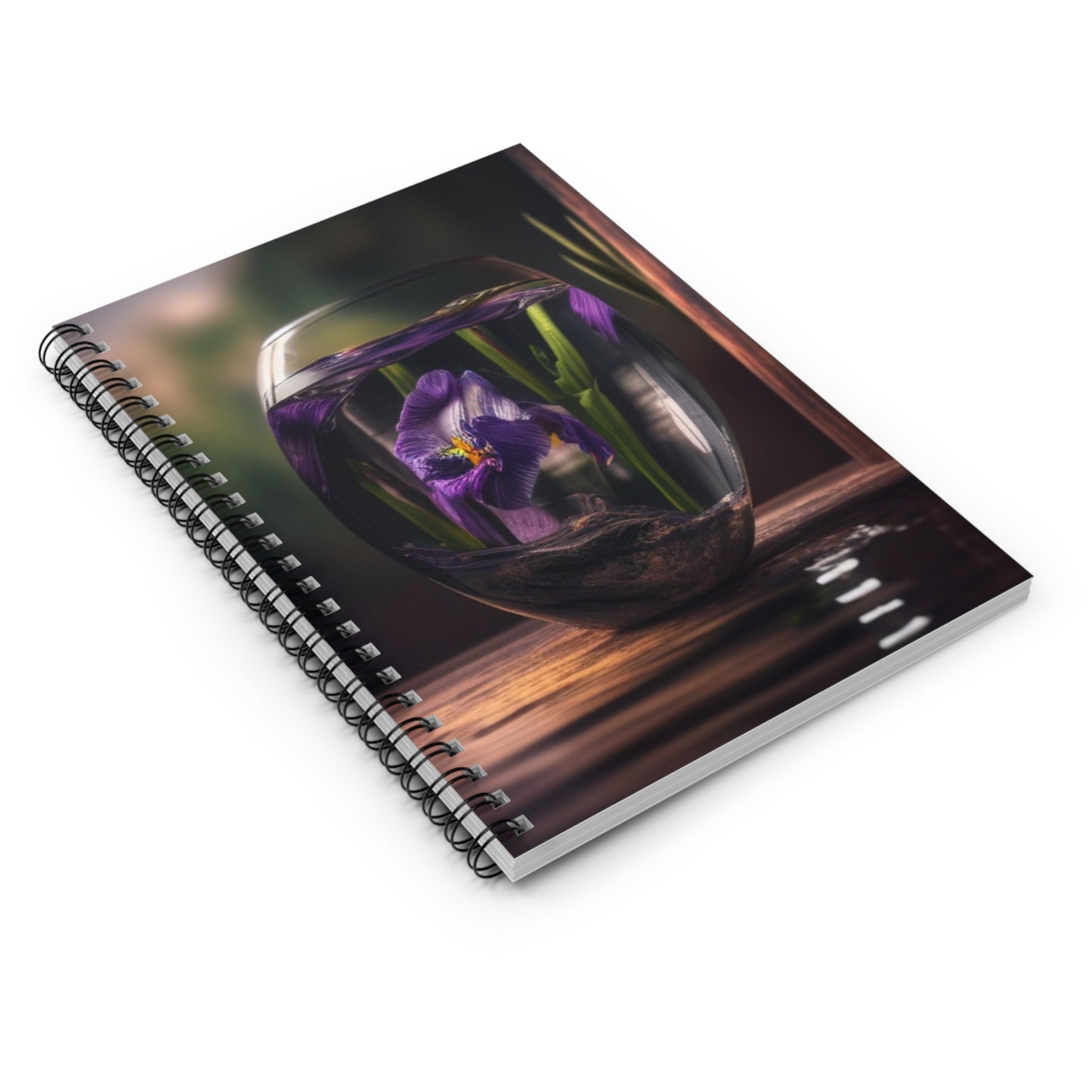 Spiral Notebook - Ruled Line Purple Iris in a vase 4