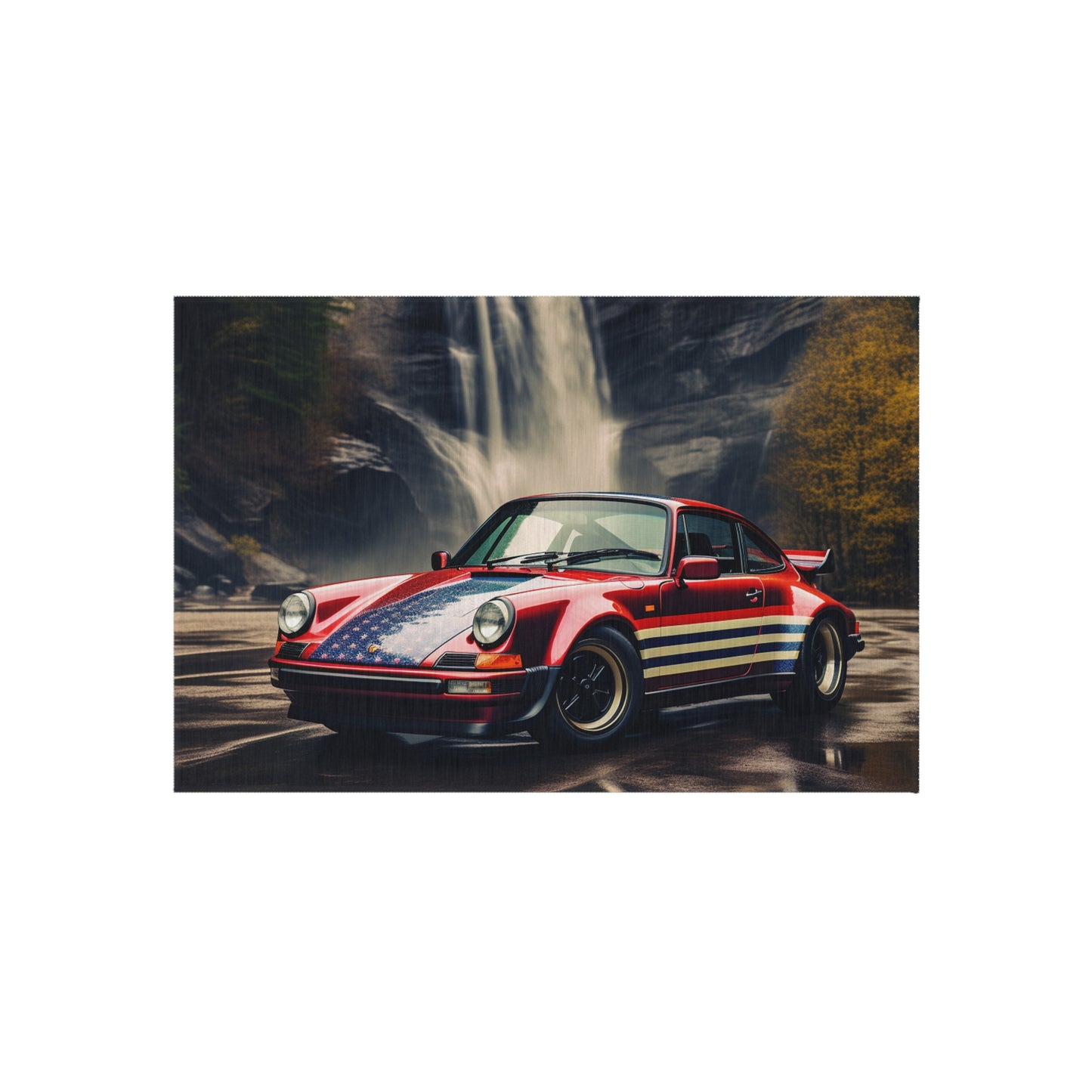 Outdoor Rug  American Flag Porsche Abstract 1