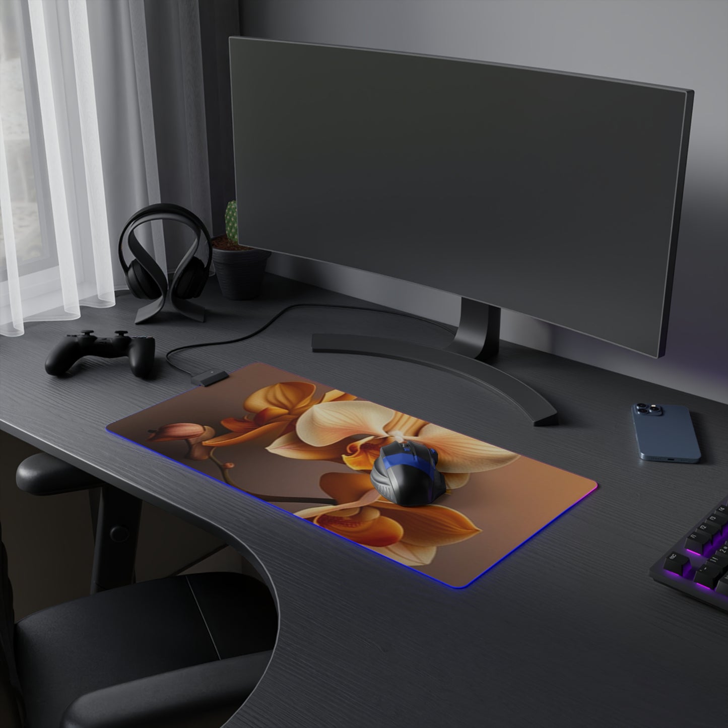 LED Gaming Mouse Pad orchid pedals 2