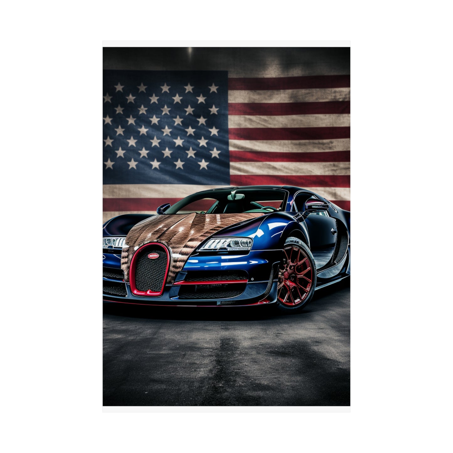 Premium Matte Vertical Posters Bugatti American Flag 4