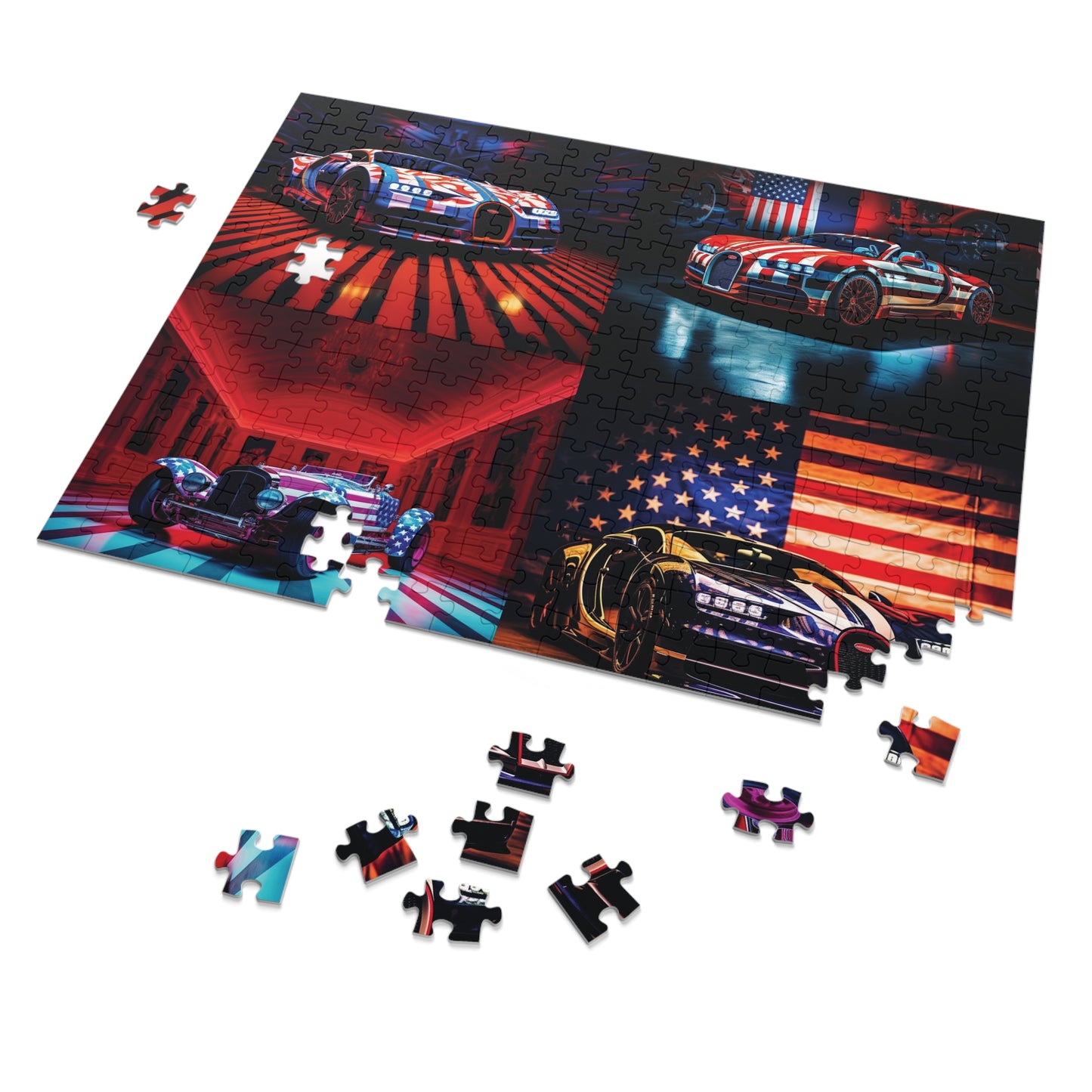 Jigsaw Puzzle (30, 110, 252, 500,1000-Piece) Macro Bugatti American Flag 5