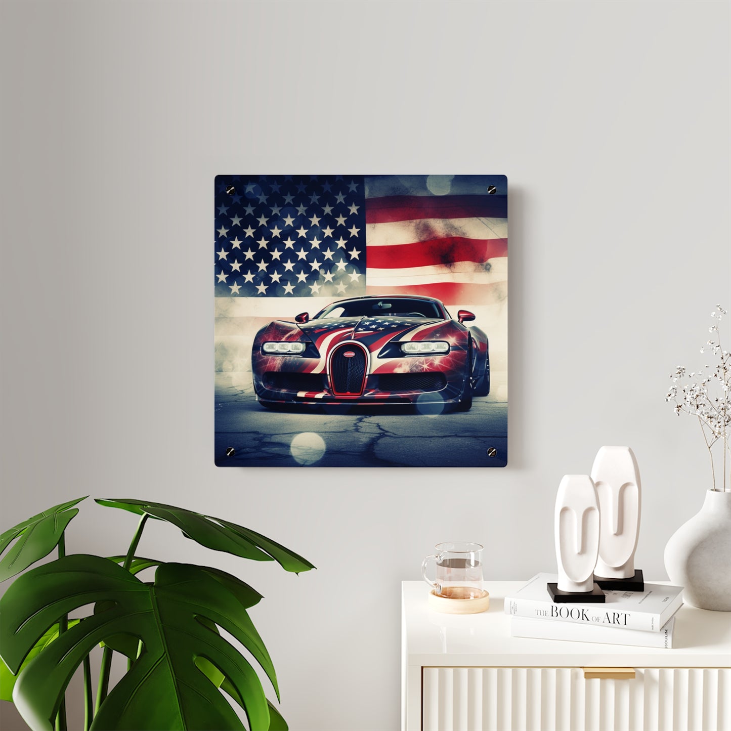 Acrylic Wall Art Panels Abstract American Flag Background Bugatti 1