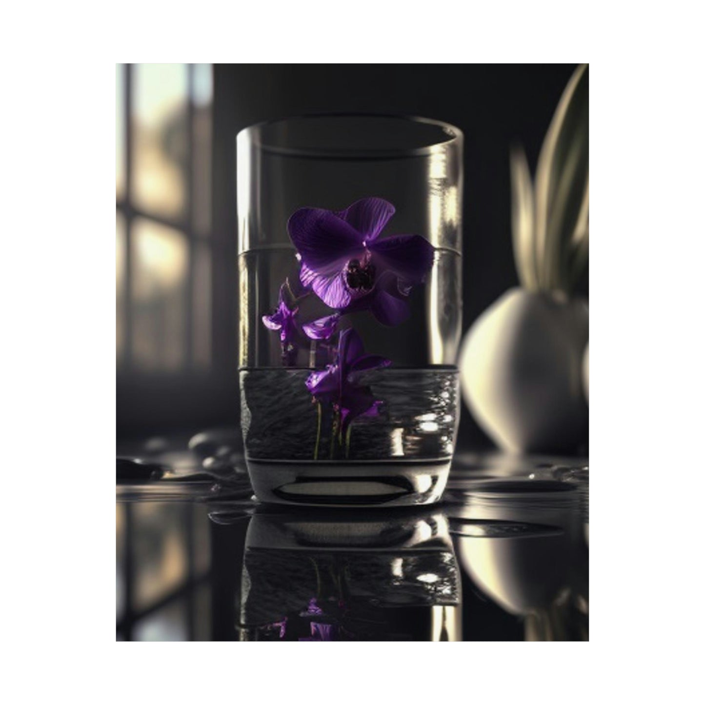 Premium Matte Vertical Posters Purple Orchid Glass vase 4