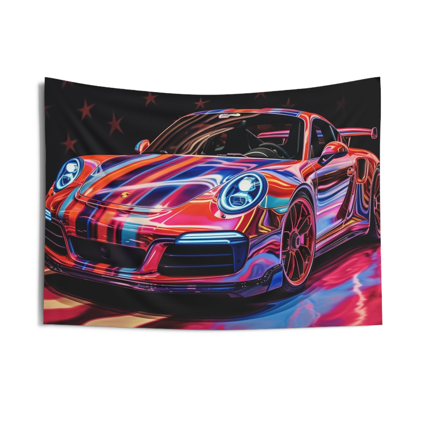 Indoor Wall Tapestries Macro American Flag Porsche 4