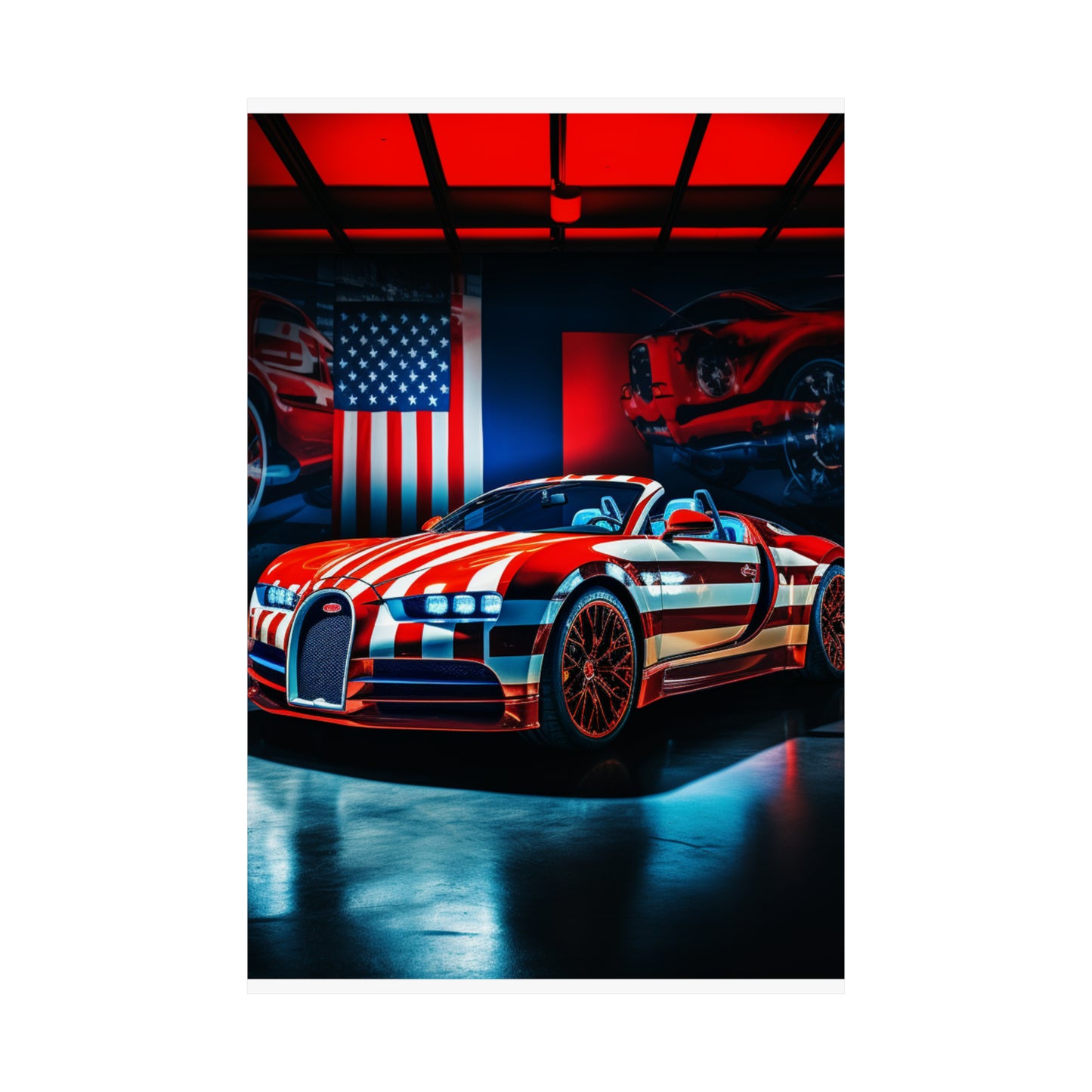 Premium Matte Vertical Posters Macro Bugatti American Flag 2