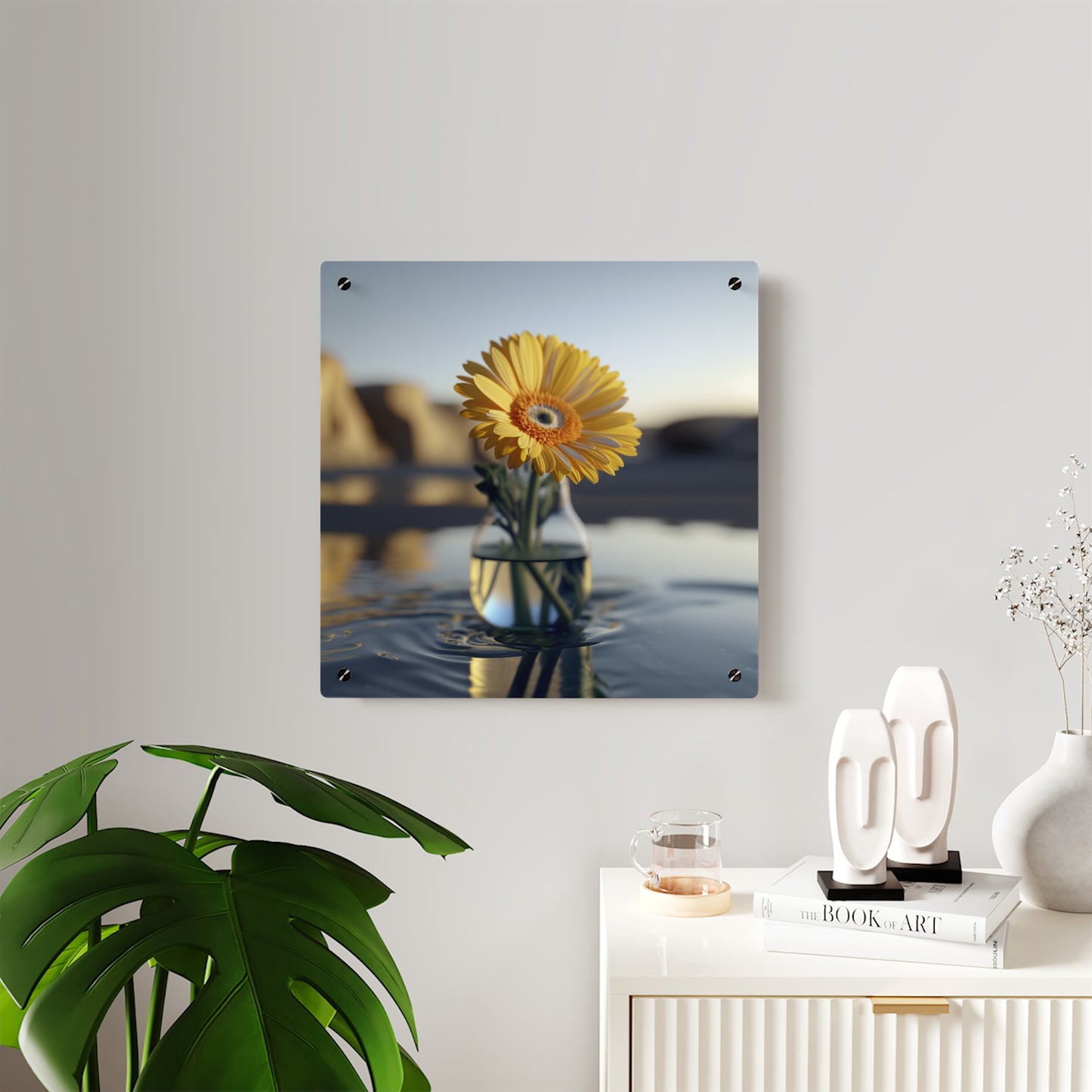 Acrylic Wall Art Panels yello Gerbera glass 4