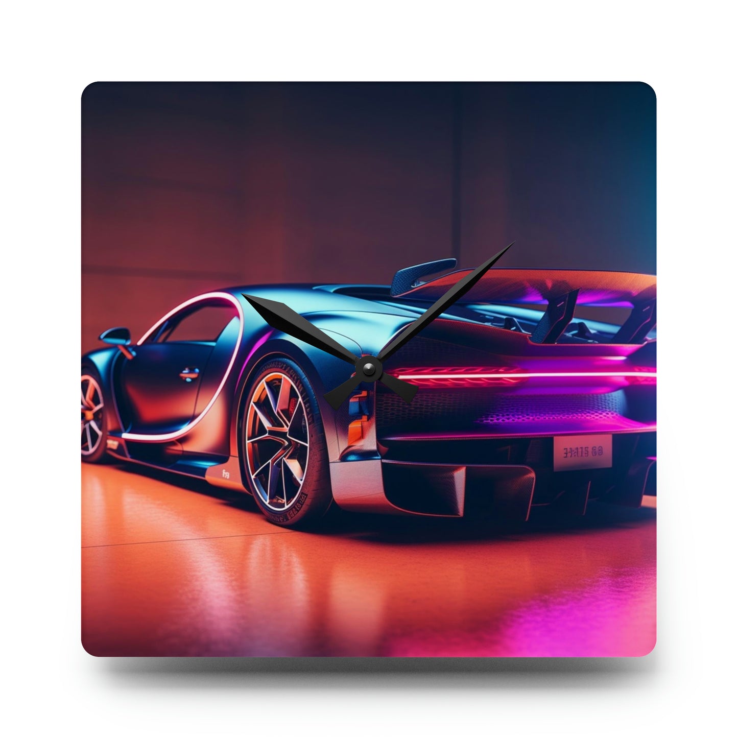 Acrylic Wall Clock Hyper Bugatti Neon Chiron 2