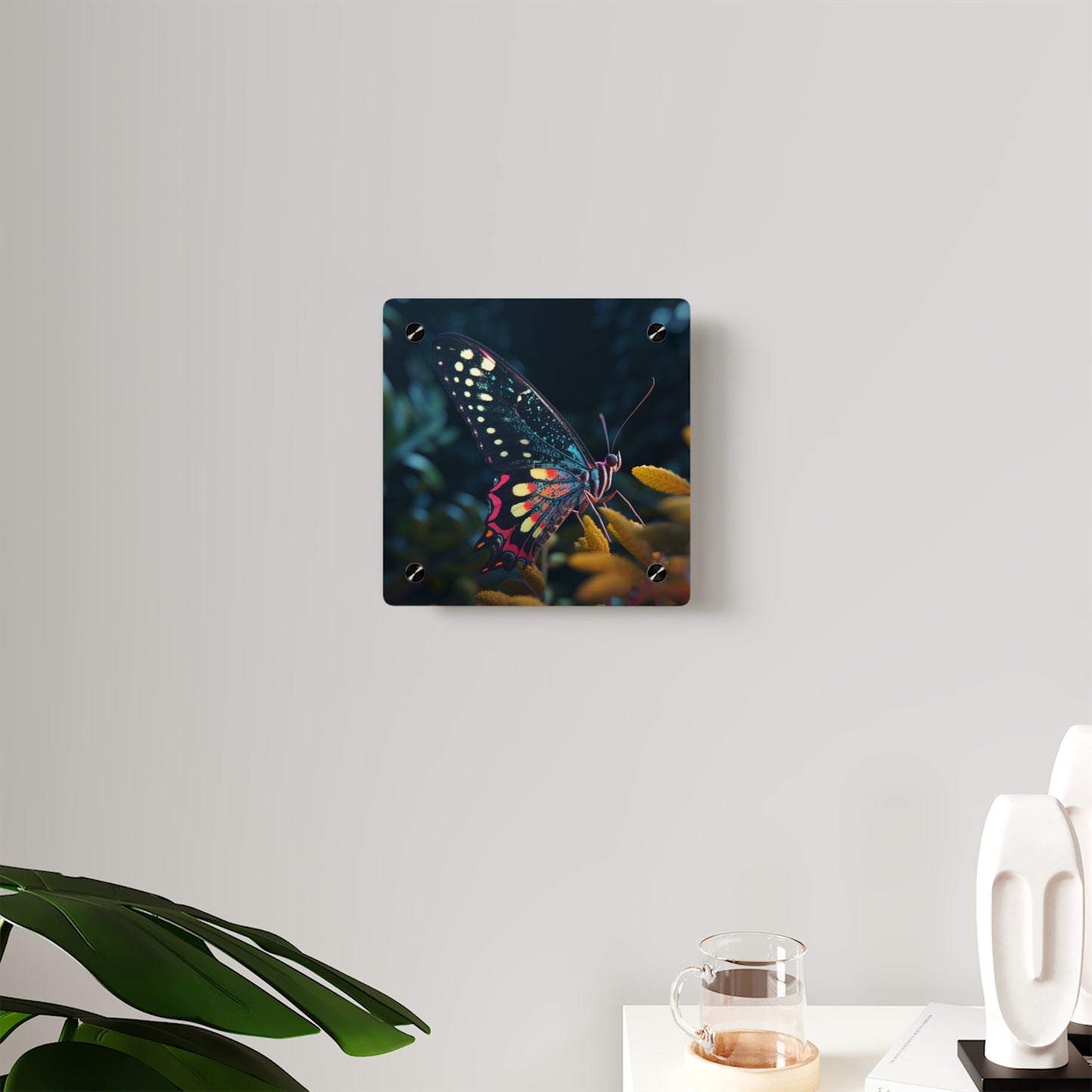 Acrylic Wall Art Panels Hyper Colorful Butterfly Macro 2