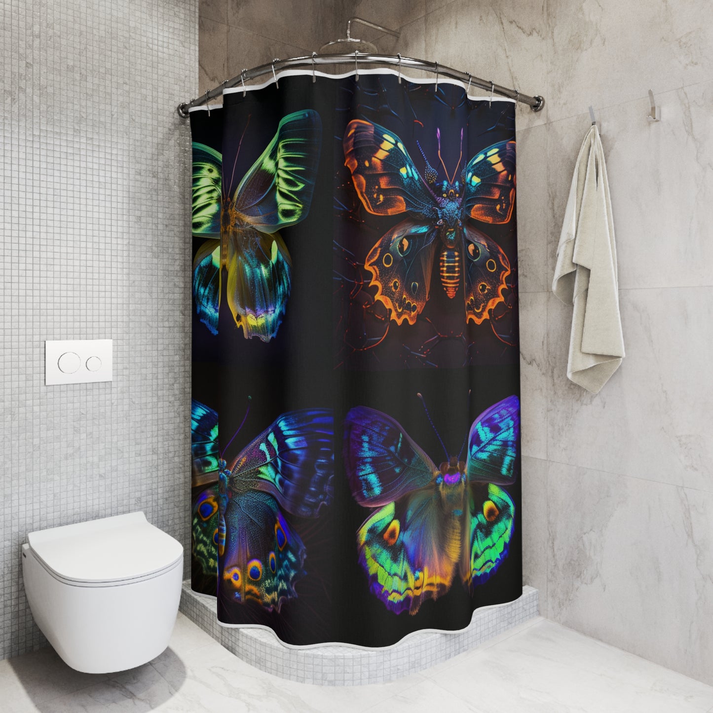 Polyester Shower Curtain Neon Hue Butterfly 5