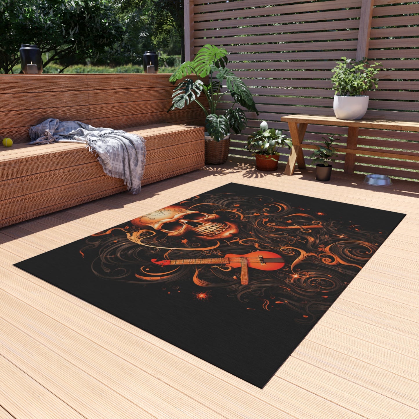 Outdoor Rug  Skull Treble Clef 4