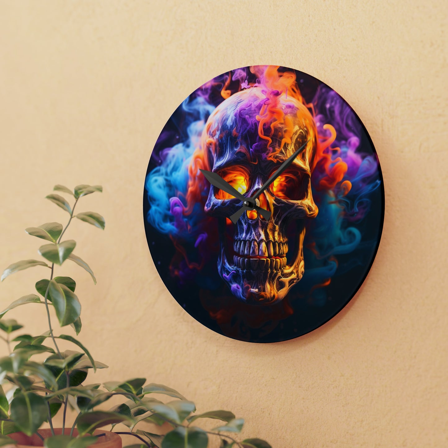 Acrylic Wall Clock Macro Skull 2