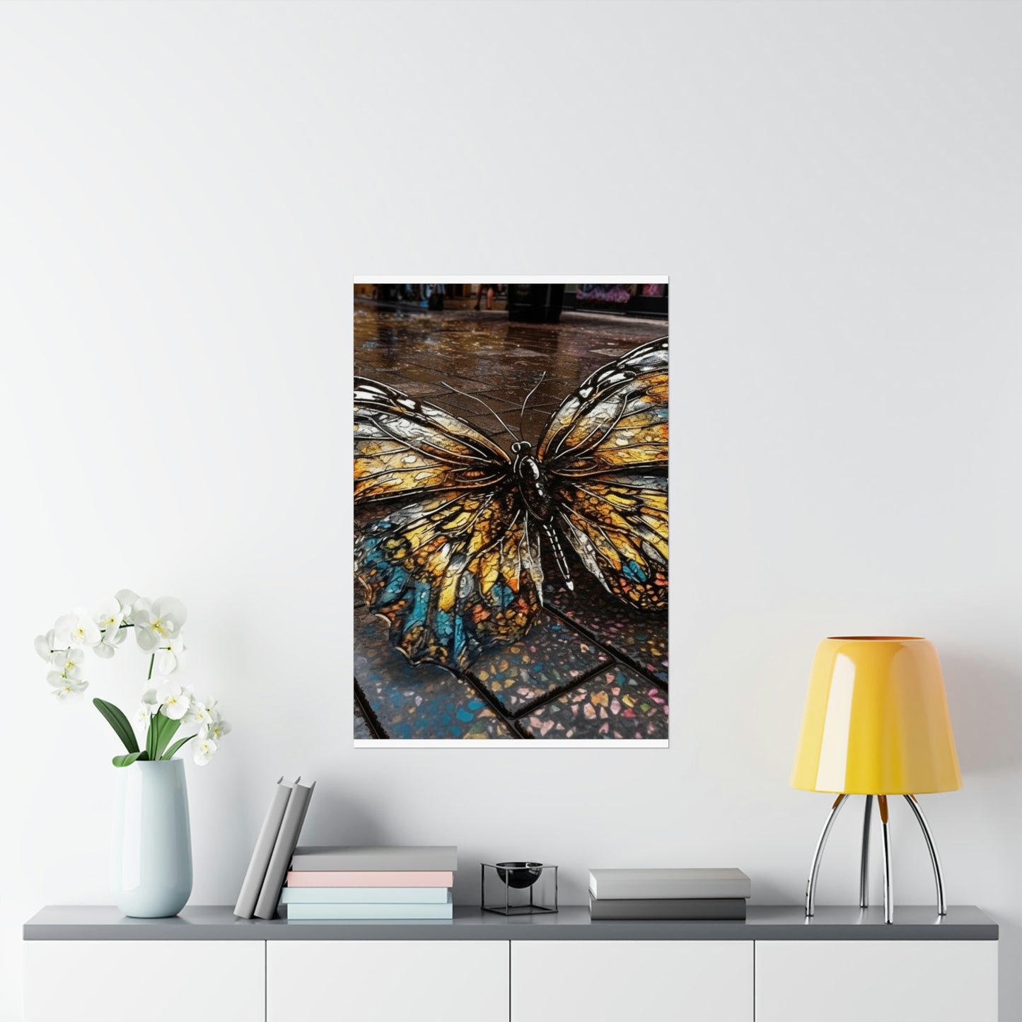 Premium Matte Vertical Posters Water Butterfly Street 1