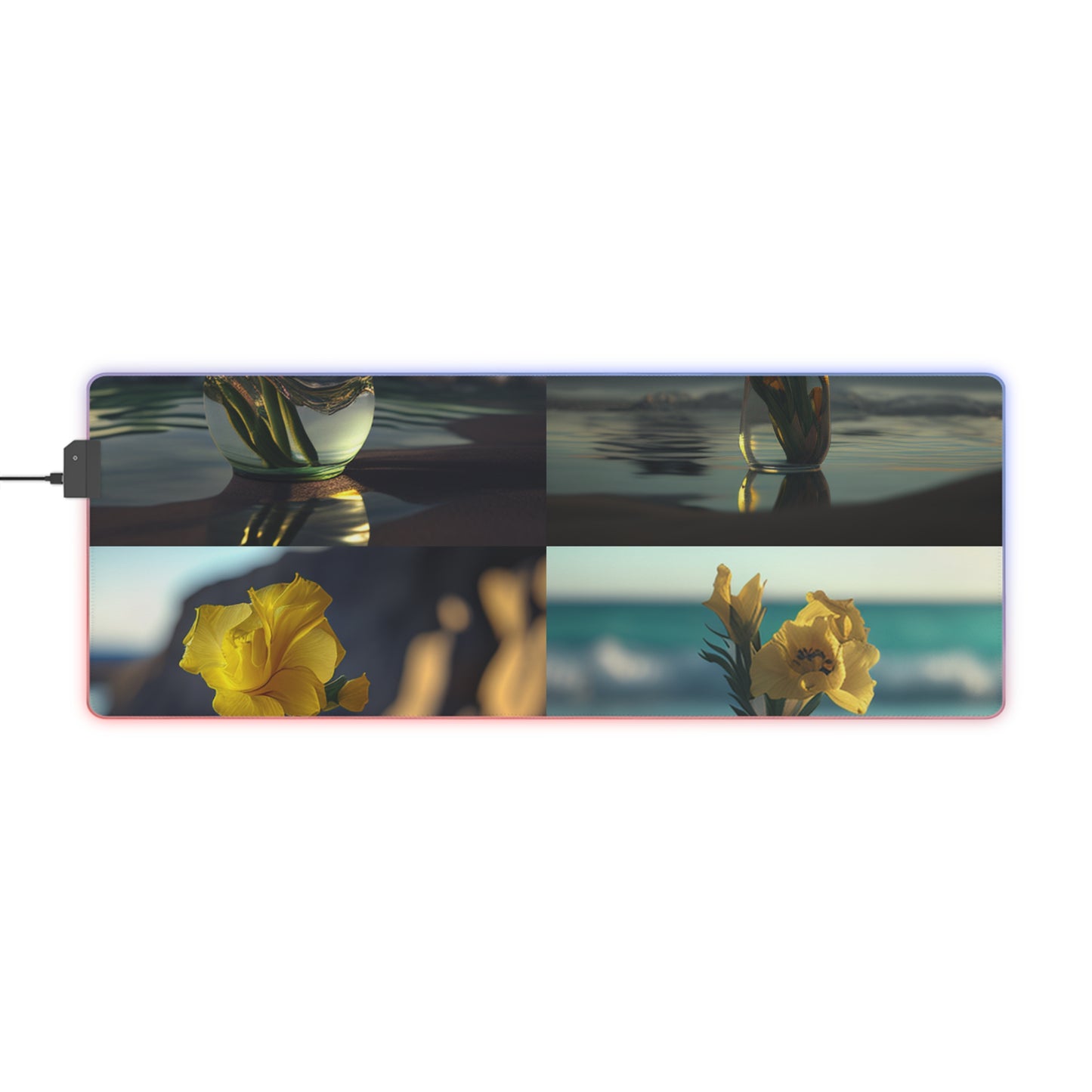 LED Gaming Mouse Pad Yellow Gladiolus glass 5