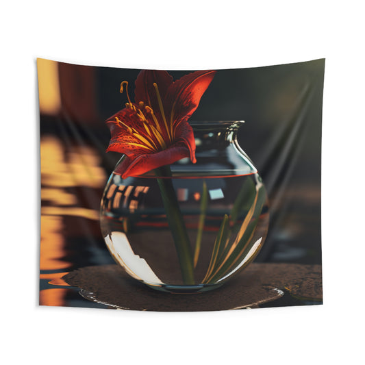Indoor Wall Tapestries Red Lily in a Glass vase 2