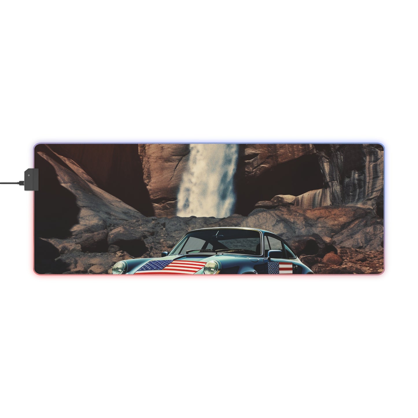 LED Gaming Mouse Pad American Flag Porsche Abstract 2