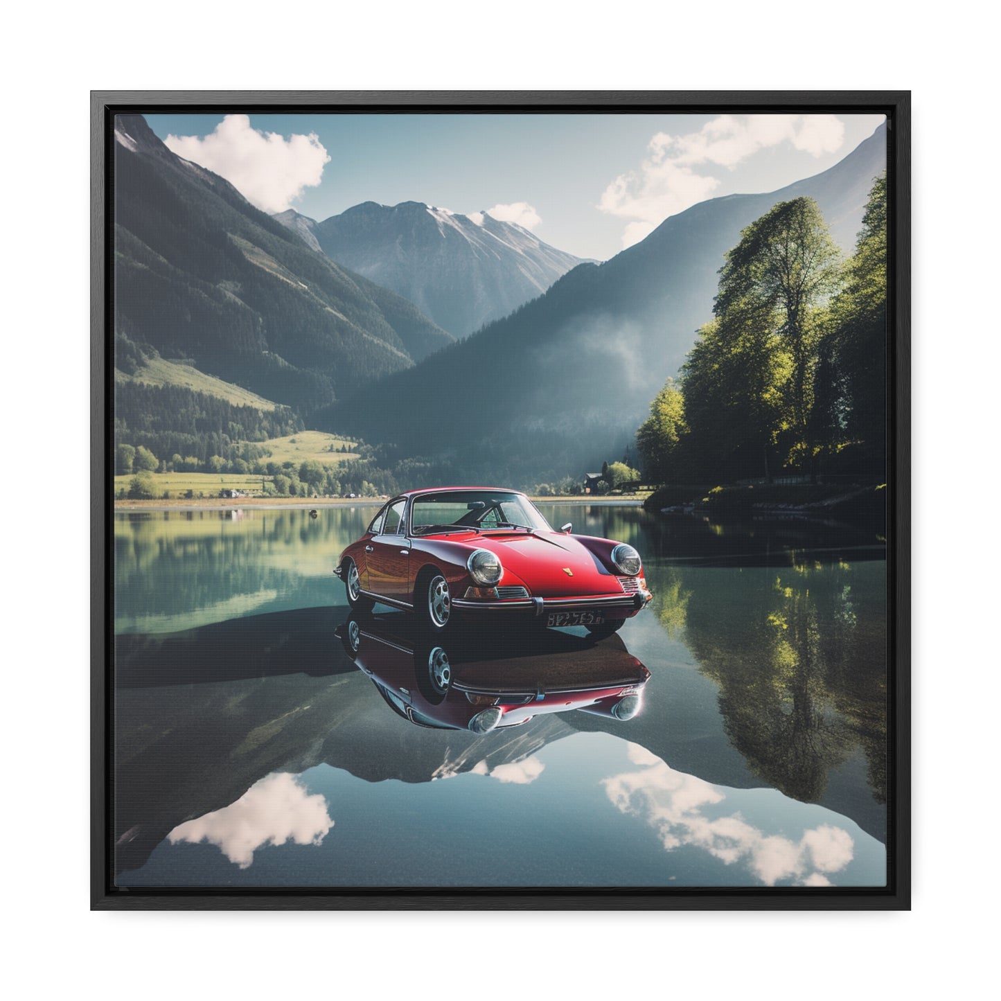 Gallery Canvas Wraps, Square Frame Porsche Lake 3