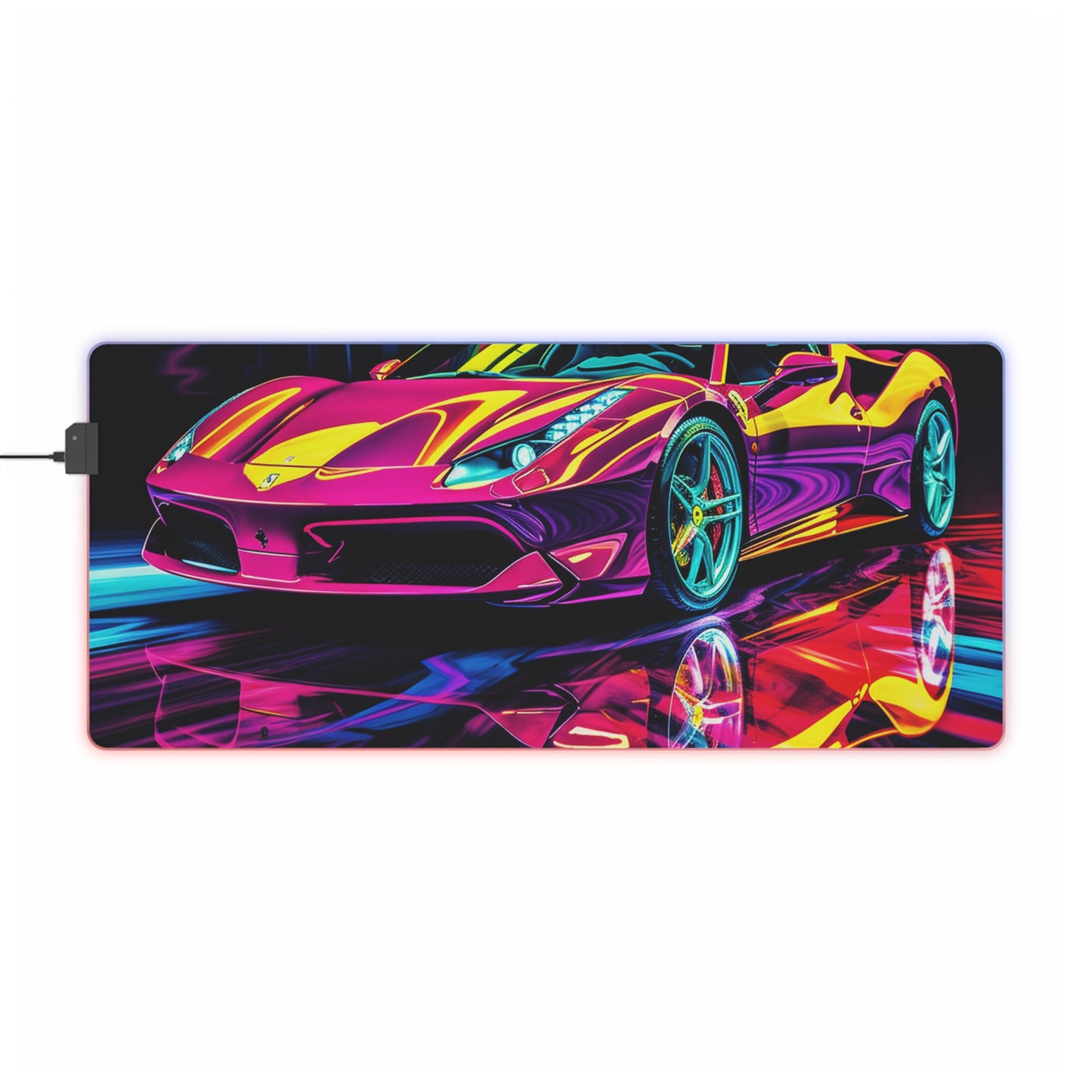 LED Gaming Mouse Pad Pink Ferrari Macro 2