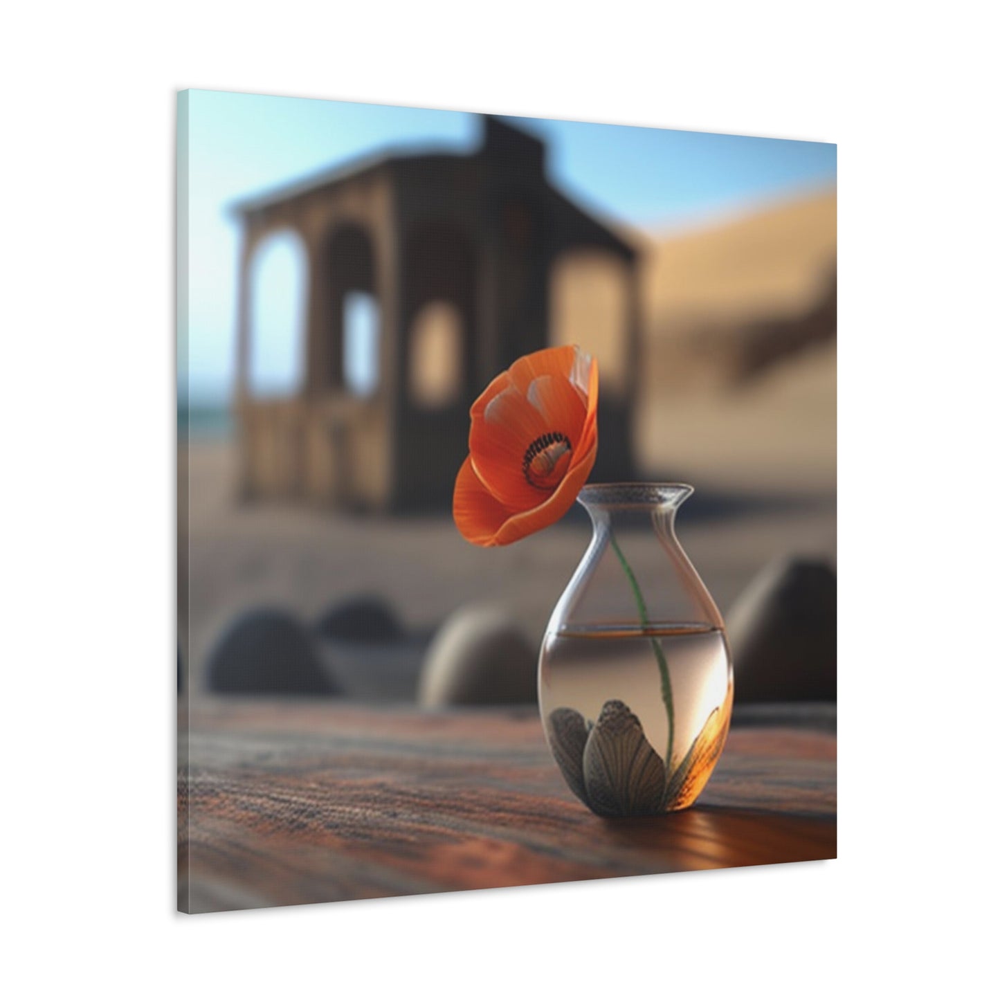 Canvas Gallery Wraps Poppy in a Glass Vase 1