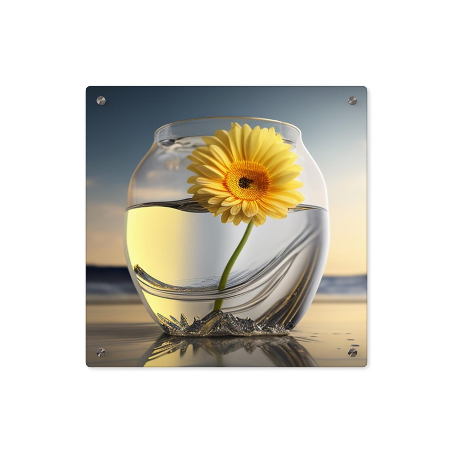 Acrylic Wall Art Panels yello Gerbera glass 1