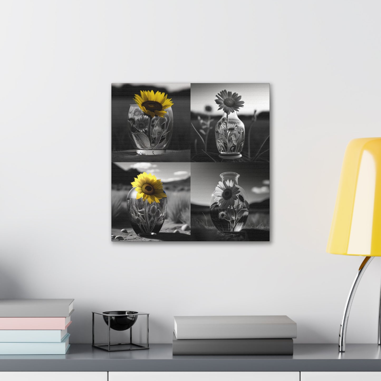 Canvas Gallery Wraps Yellw Sunflower in a vase 5