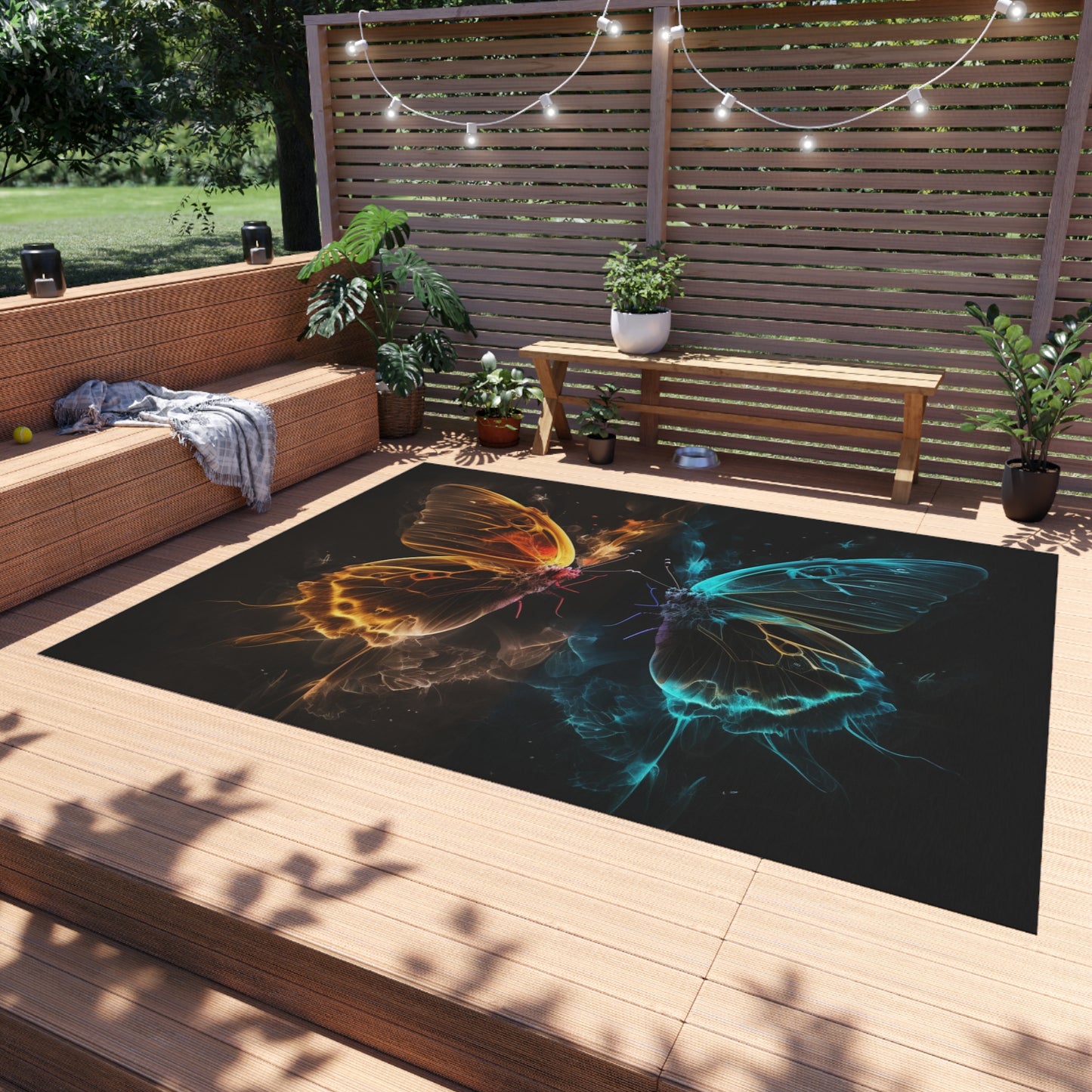 Outdoor Rug  Kiss Neon Butterfly 7