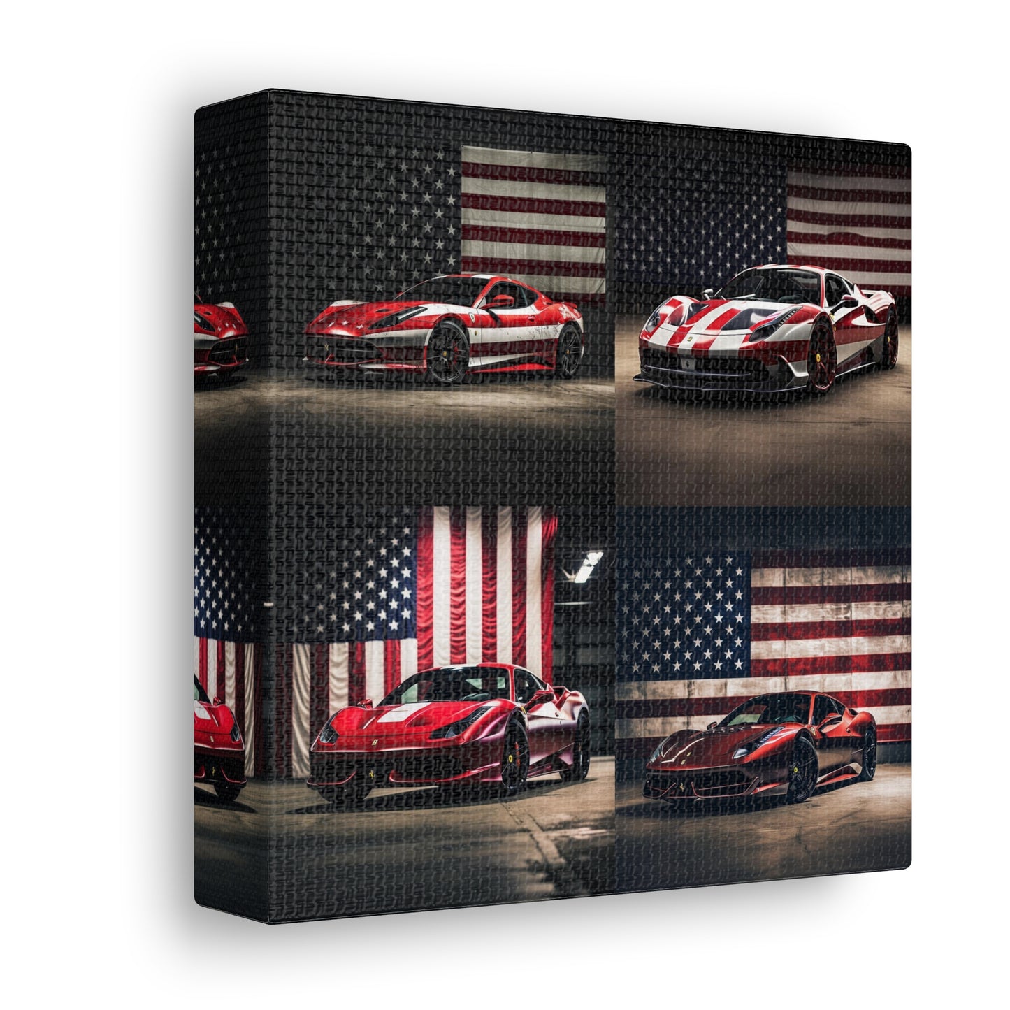 Canvas Gallery Wraps American Flag Background Ferrari 5