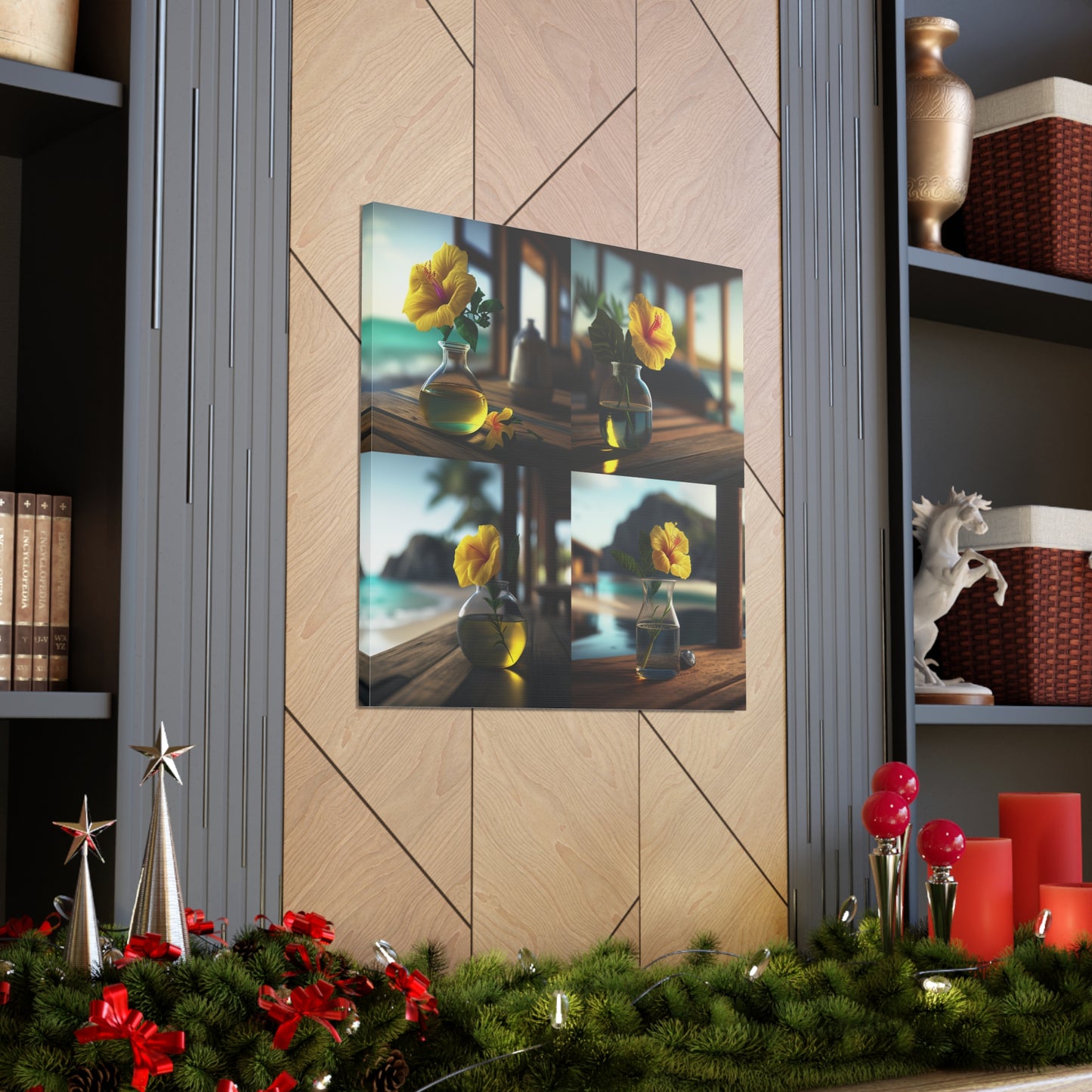Canvas Gallery Wraps Yellow Hibiscus Wood 5