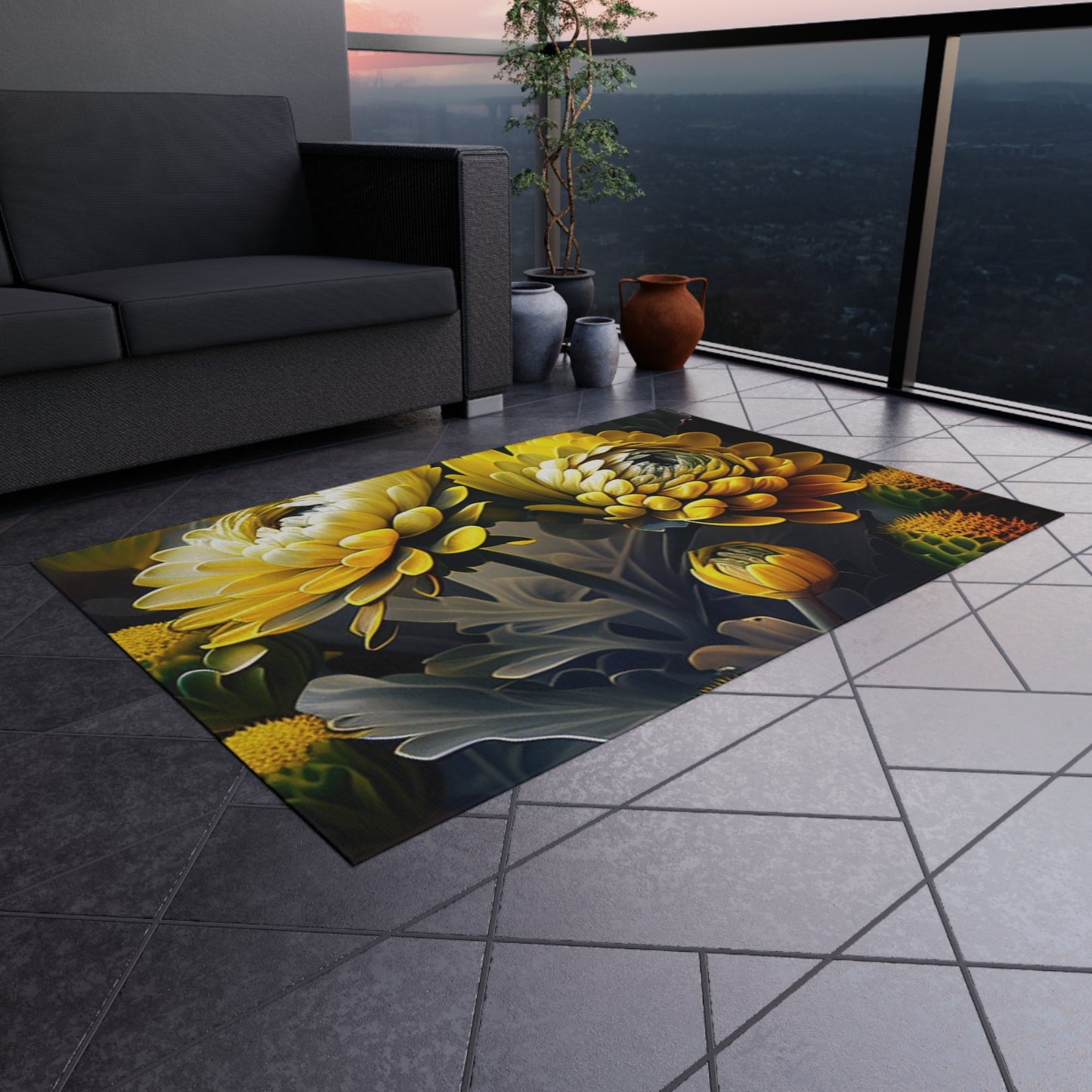 Outdoor Rug  Yellow Hermosas Flores Amarillas 2