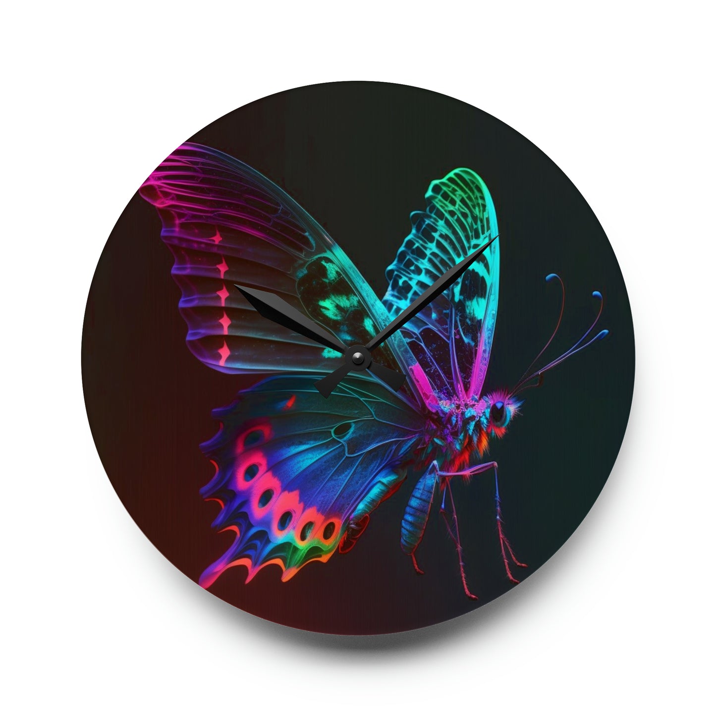 Acrylic Wall Clock Raw Hyper Color Butterfly 1