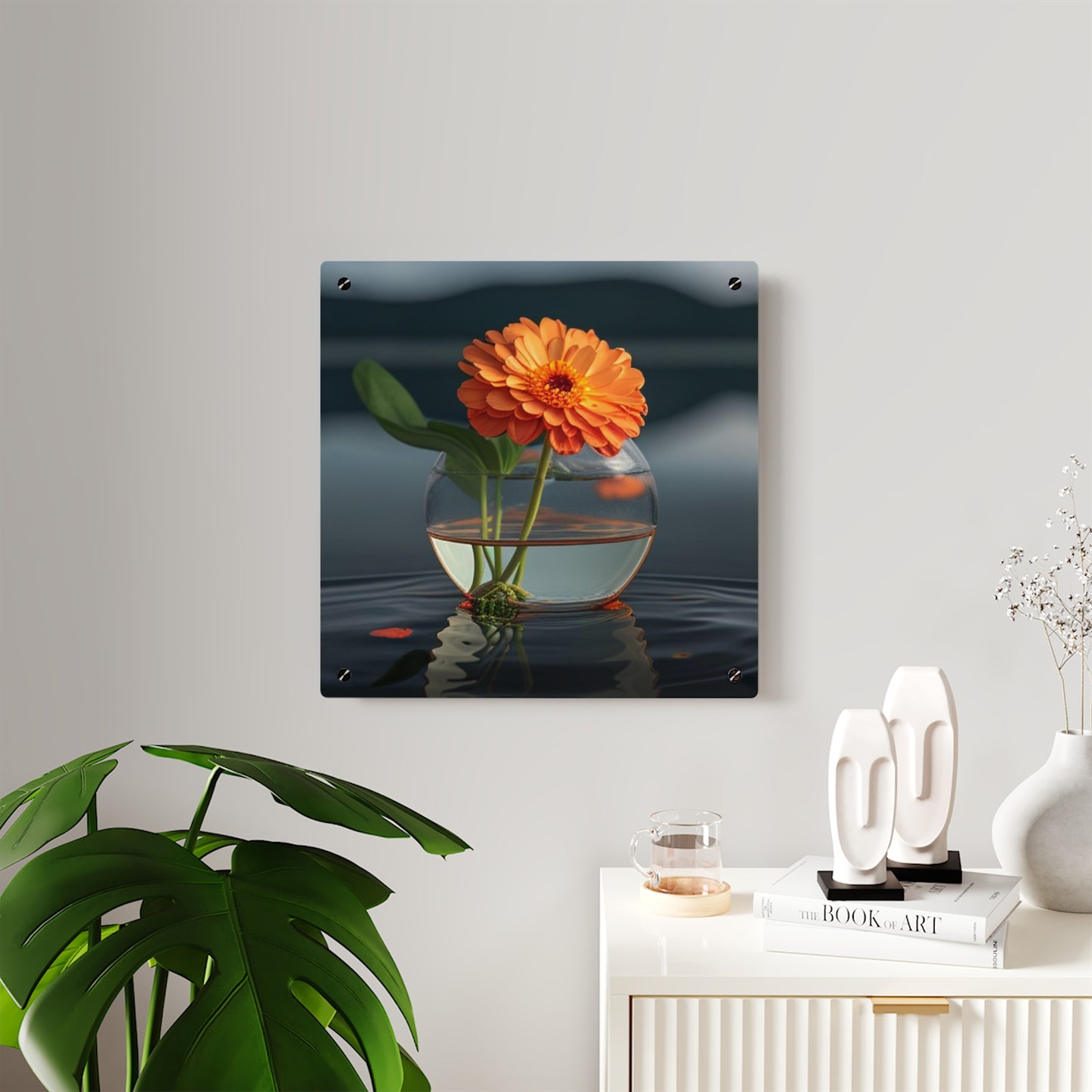 Acrylic Wall Art Panels Orange Zinnia 2