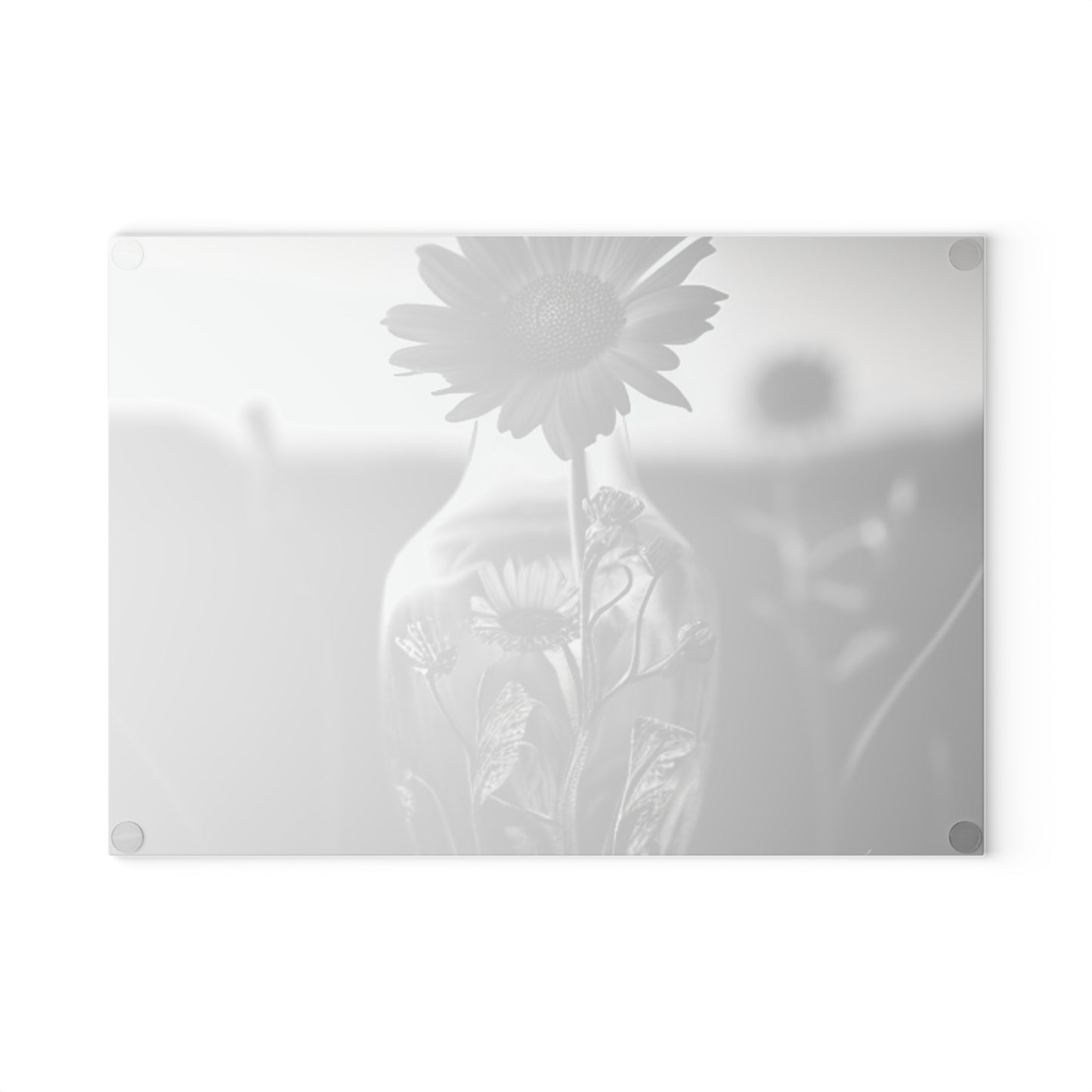 Glass Cutting Board Yellw Sunflower in a vase 2