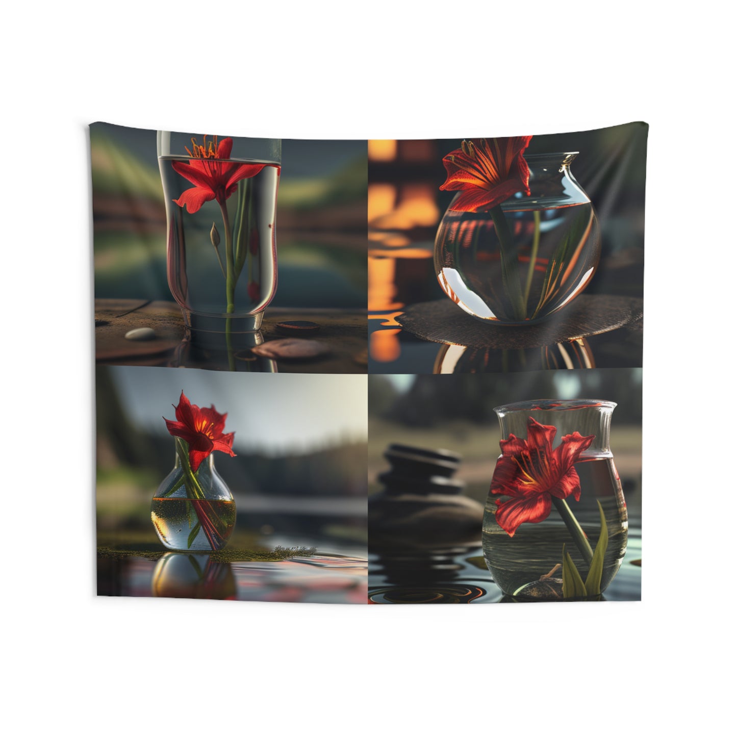 Indoor Wall Tapestries Red Lily in a Glass vase 5