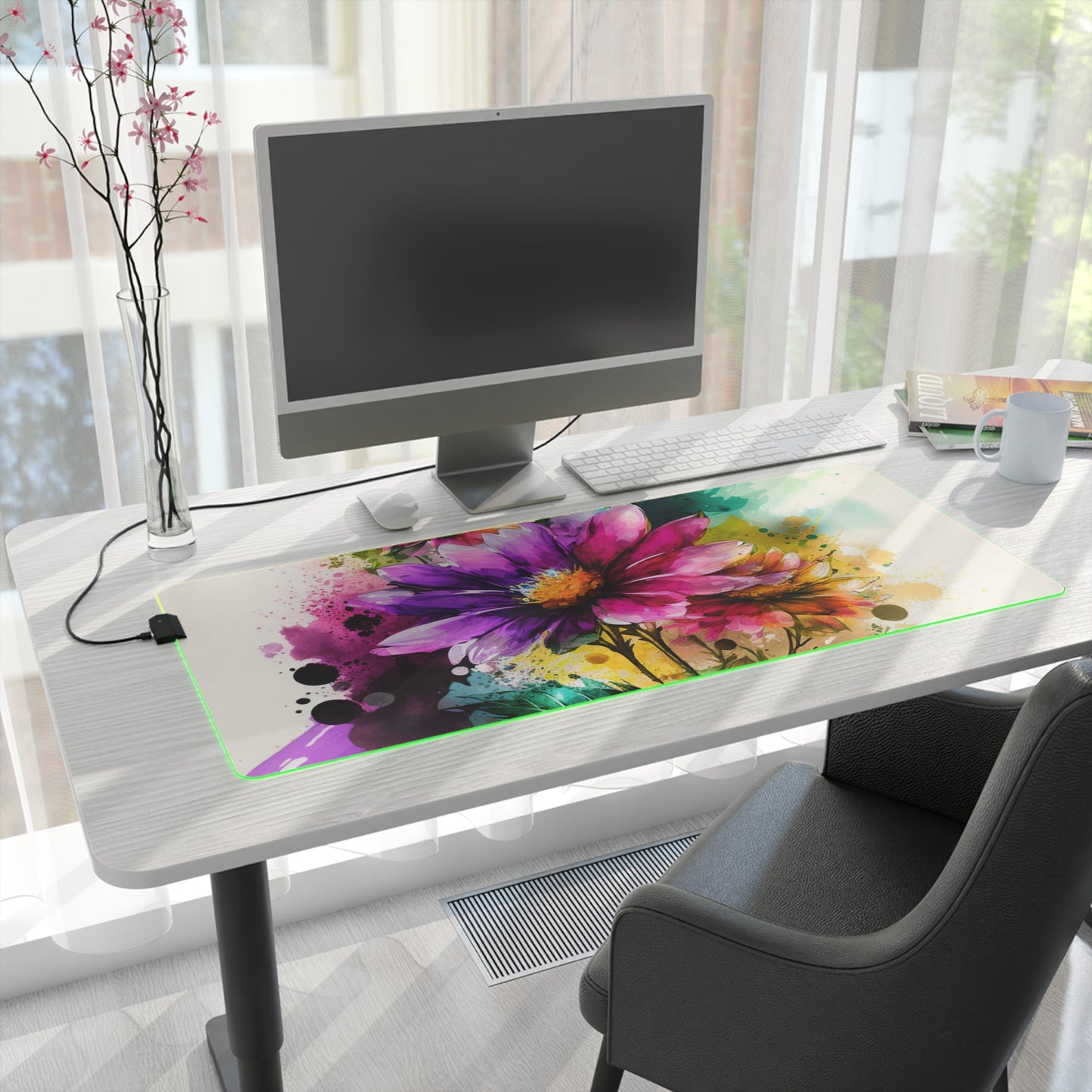 LED Gaming Mouse Pad Bright Spring Flowers 1