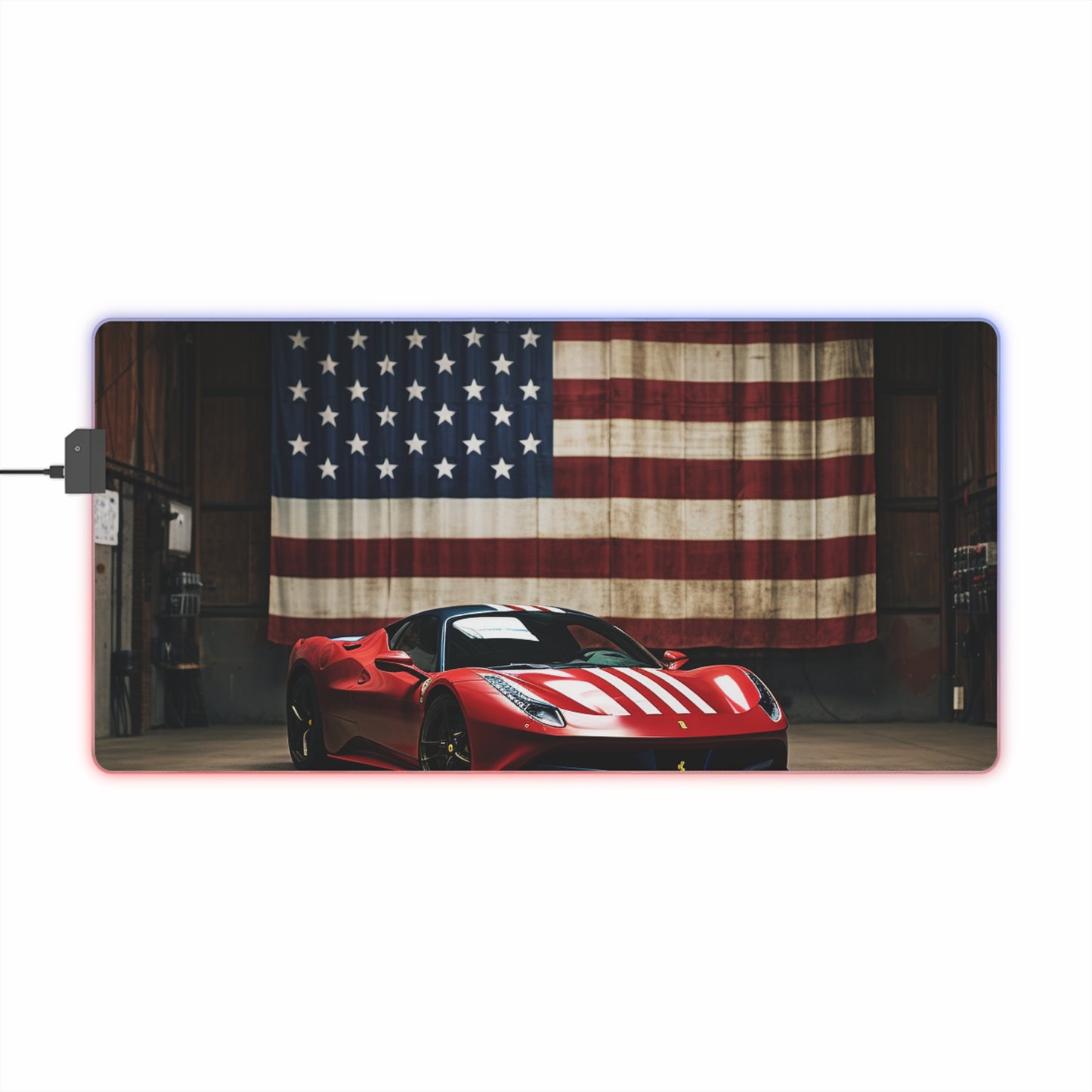 LED Gaming Mouse Pad American Flag Farrari 4