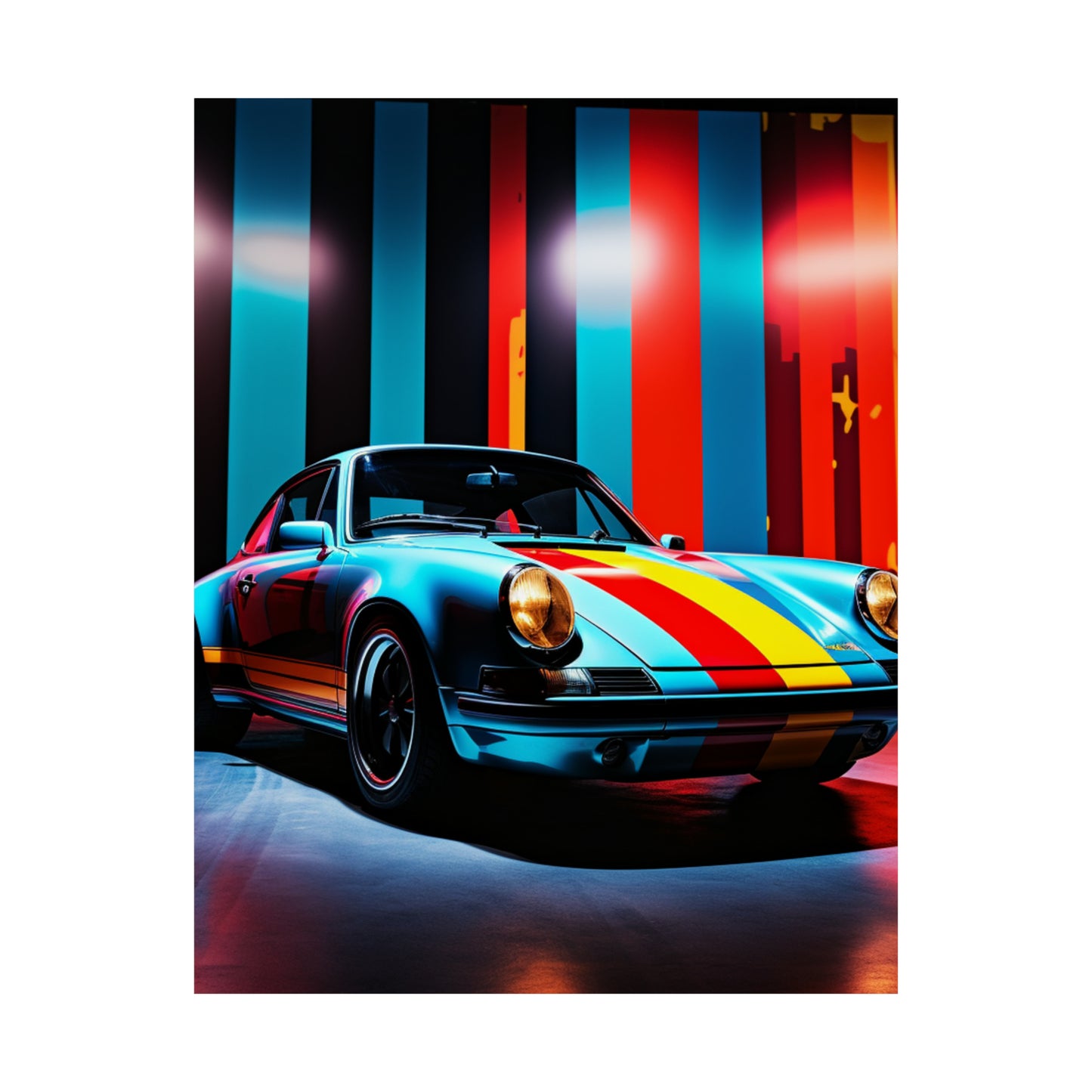 Premium Matte Vertical Posters Macro American Flag Porsche 3