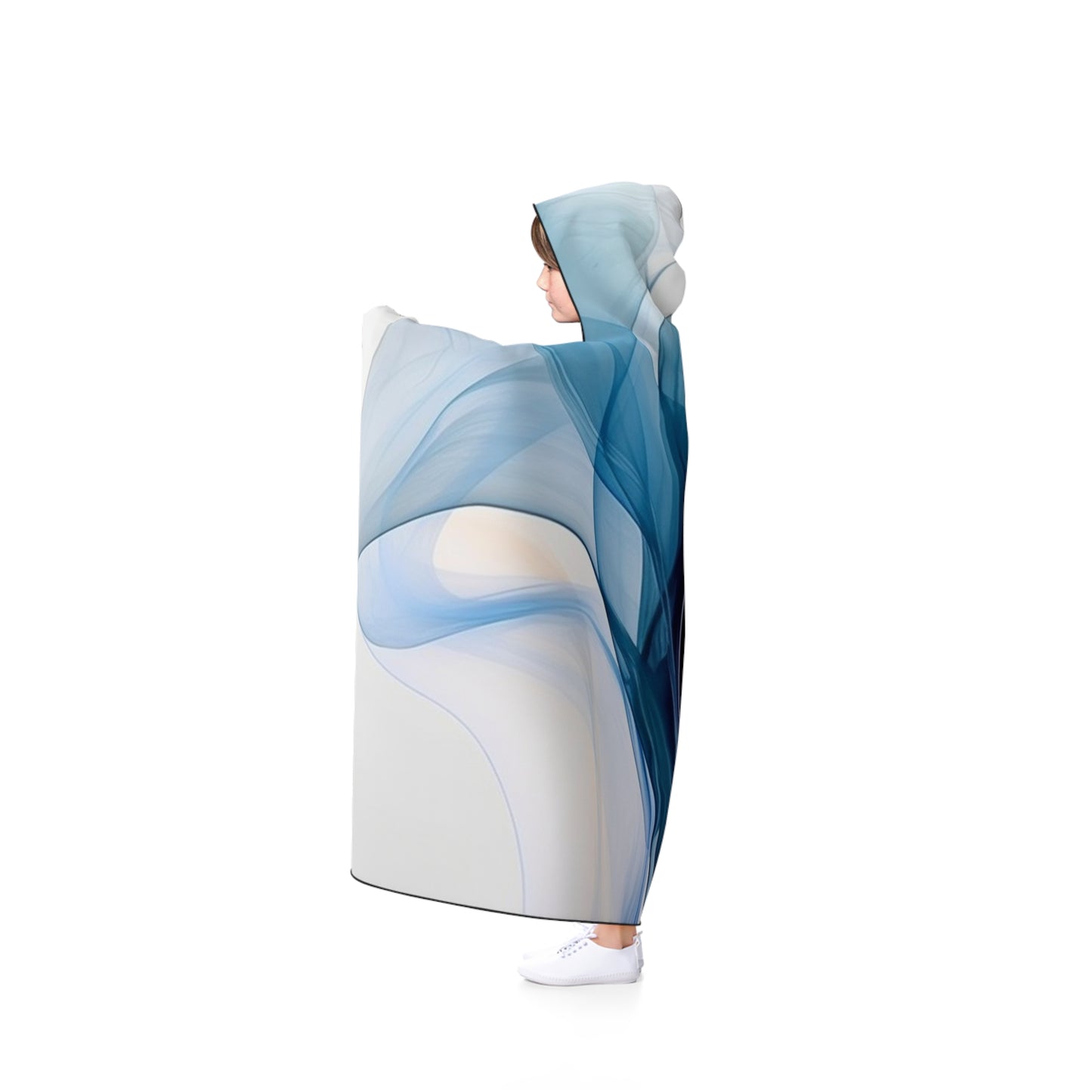 Hooded Blanket Blue Tluip Abstract 3