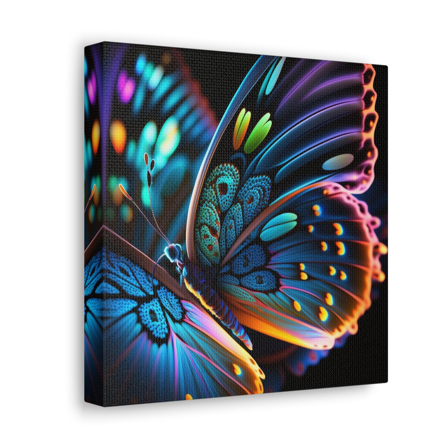 Canvas Gallery Wraps Neon Butterfly Macro 2