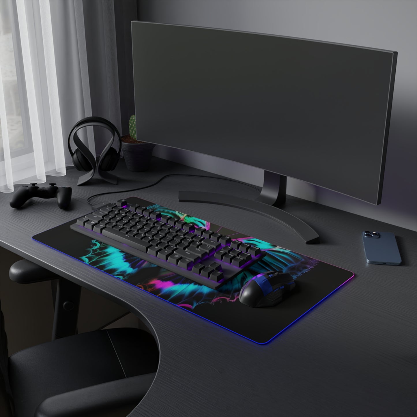 LED Gaming Mouse Pad Neon Butterfly Fusion 4