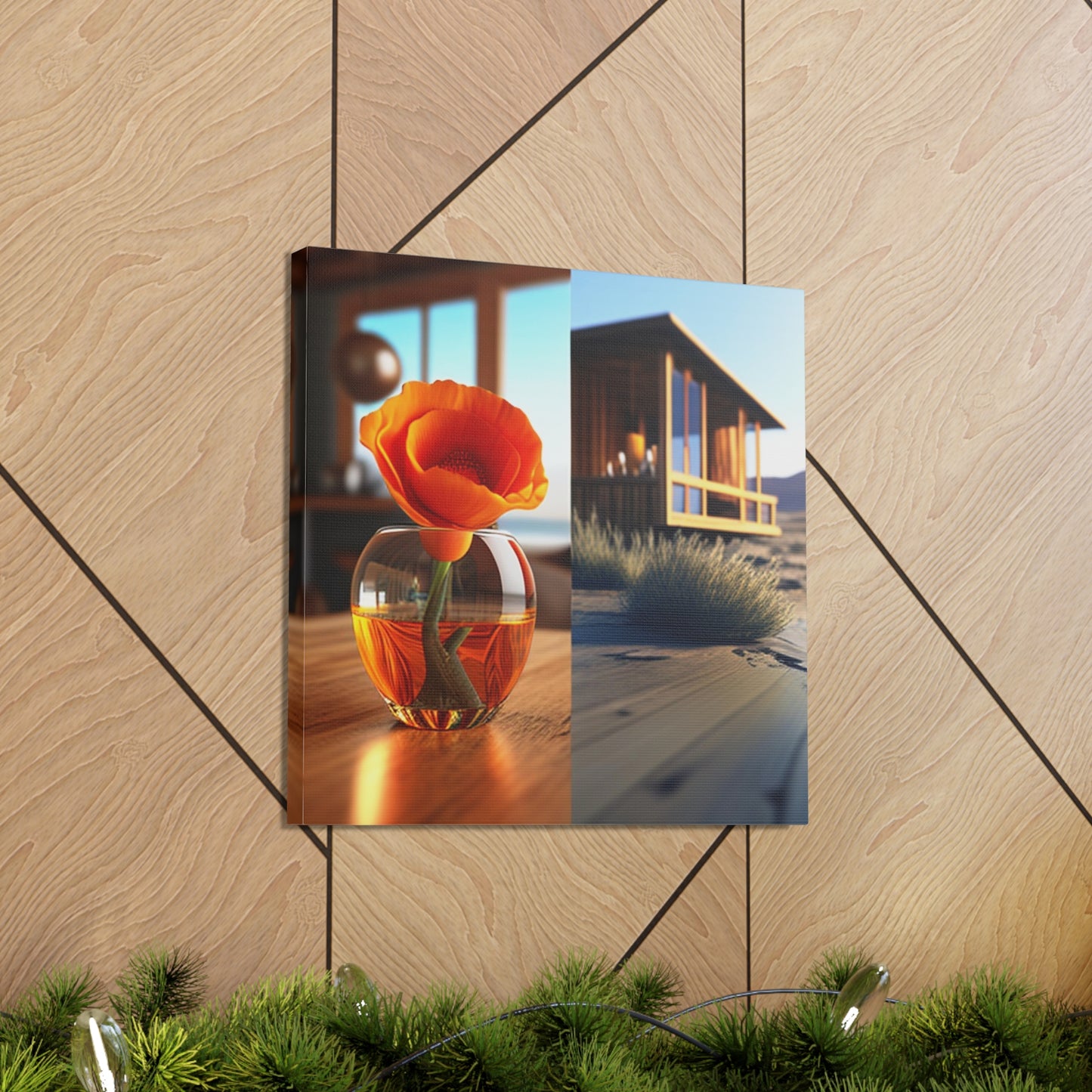 Canvas Gallery Wraps Poppy in a Glass Vase 3