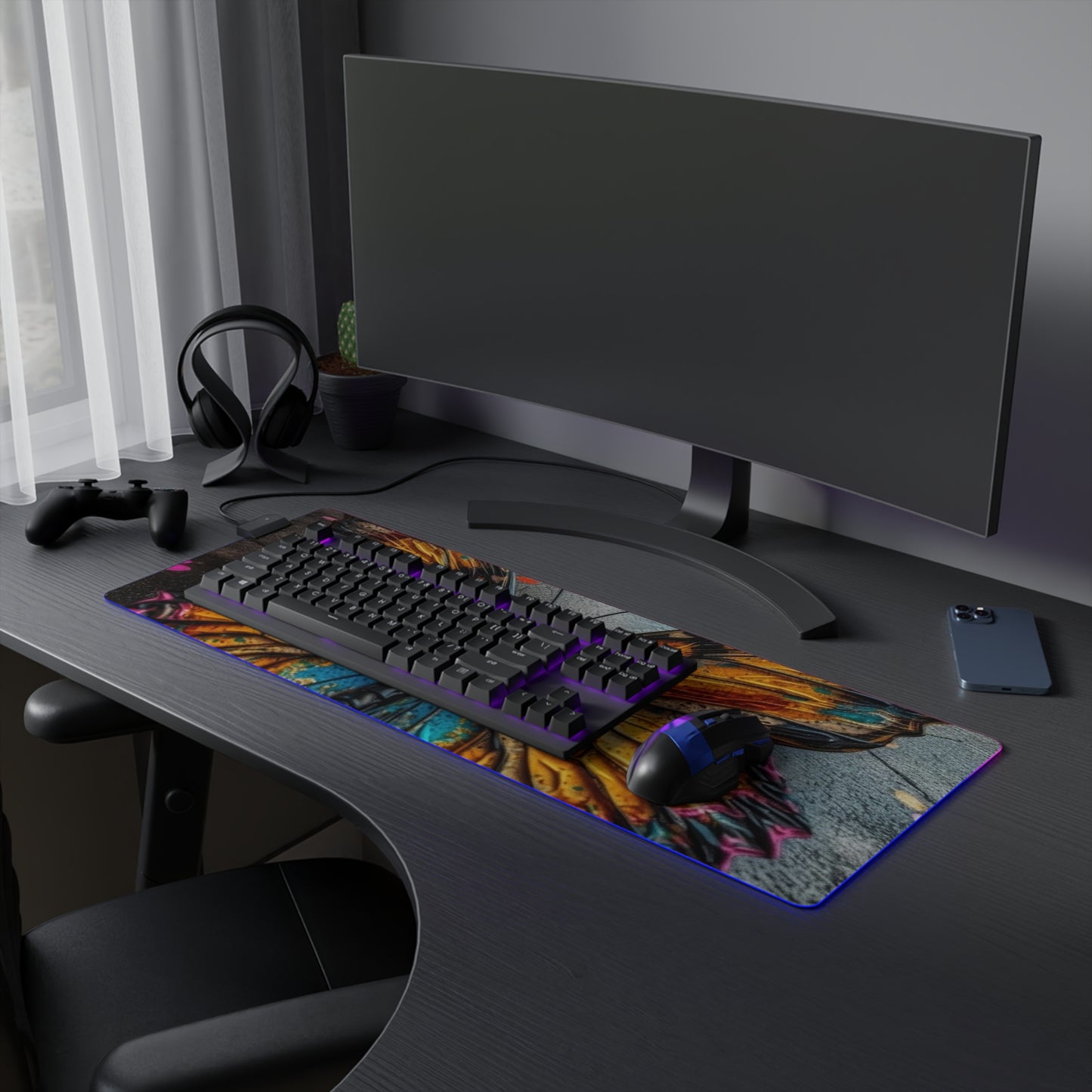 LED Gaming Mouse Pad Liquid Street Butterfly 1