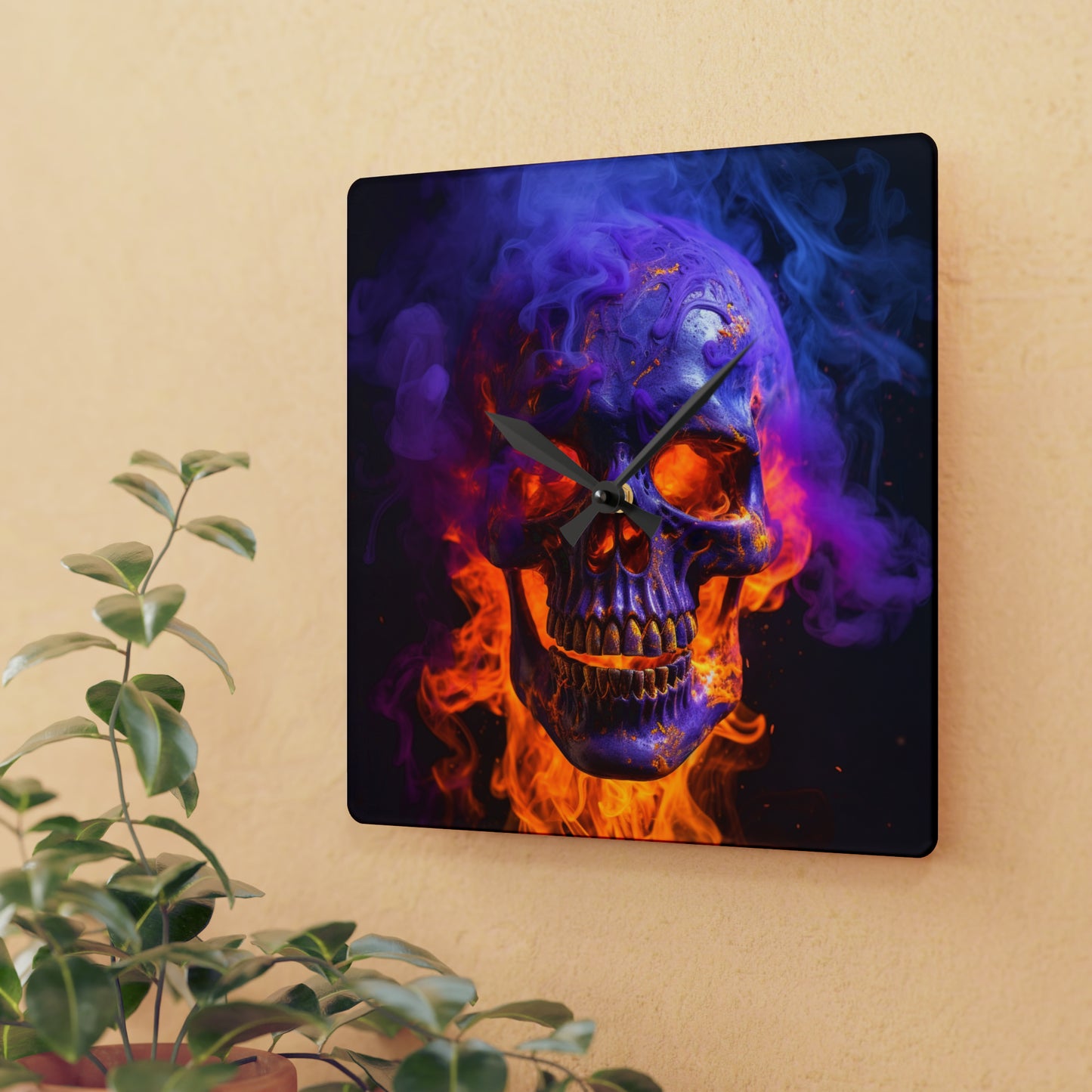 Acrylic Wall Clock Macro Skull 1