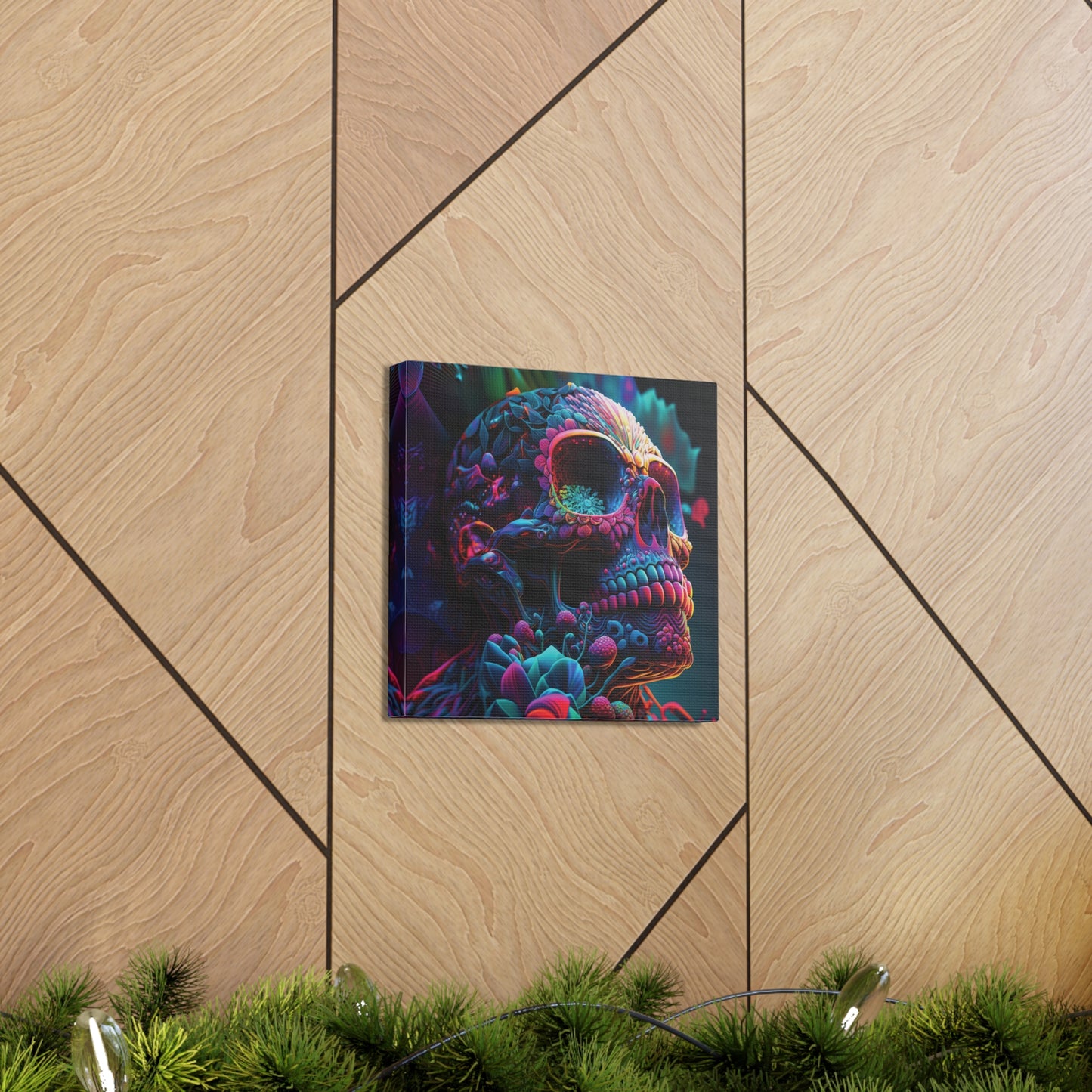 Canvas Gallery Wraps Florescent Skull Death 3