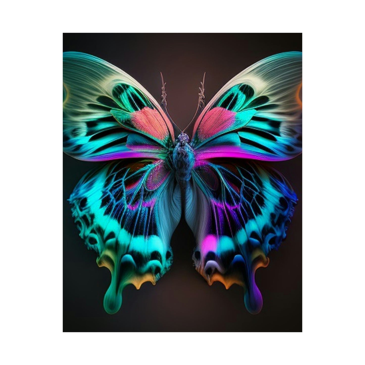 Premium Matte Vertical Posters Neon Butterfly Fusion 1