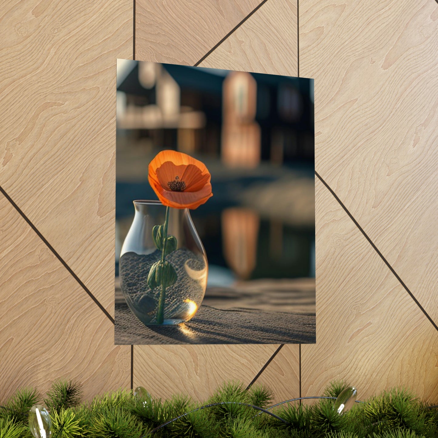 Premium Matte Vertical Posters Orange Poppy in a Vase 4