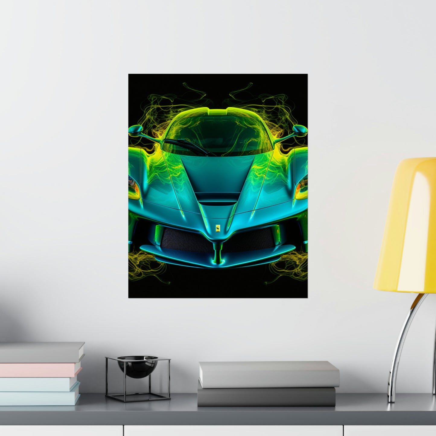 Premium Matte Vertical Posters Ferrari Neon 2