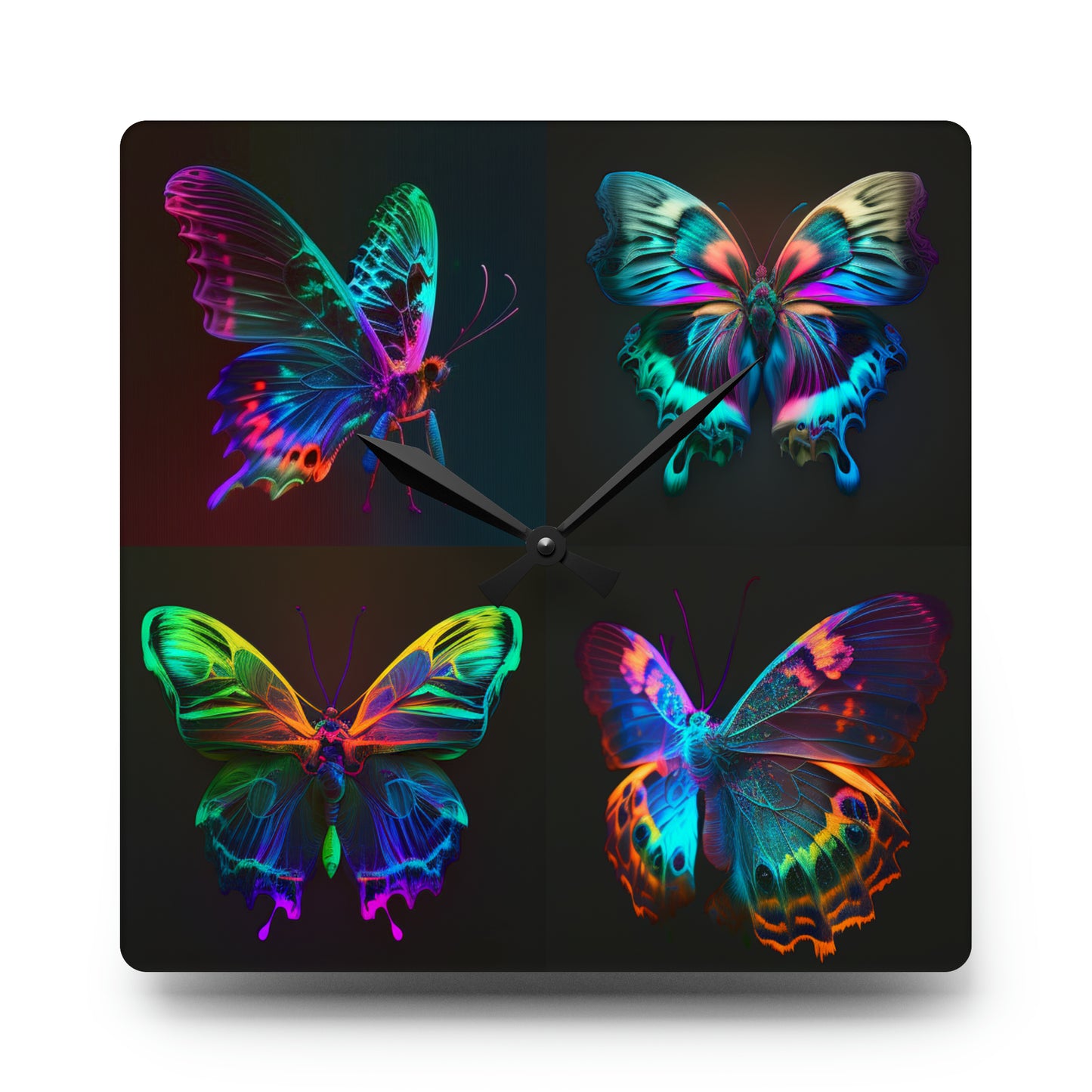 Acrylic Wall Clock Raw Hyper Color Butterfly 5