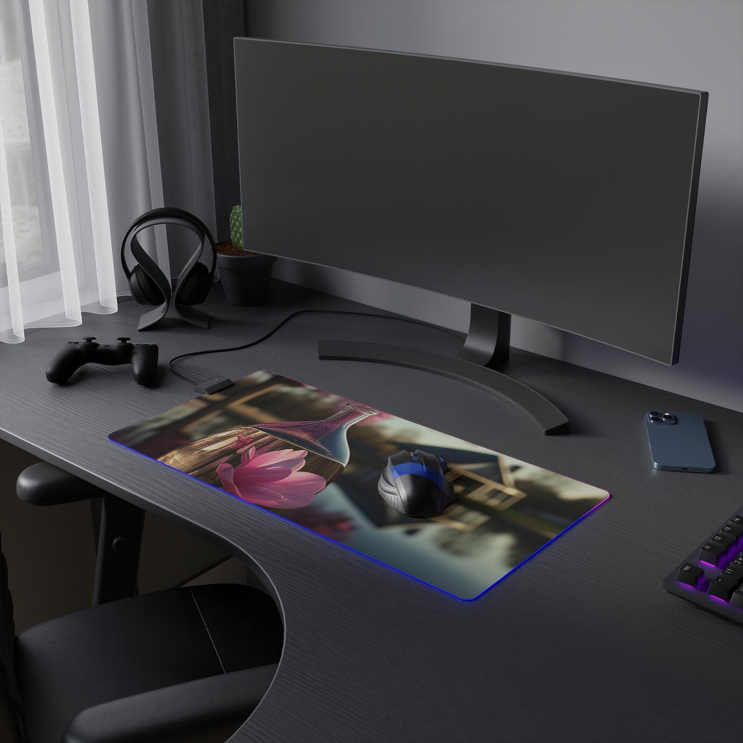 LED Gaming Mouse Pad Magnolia in a Glass vase 2